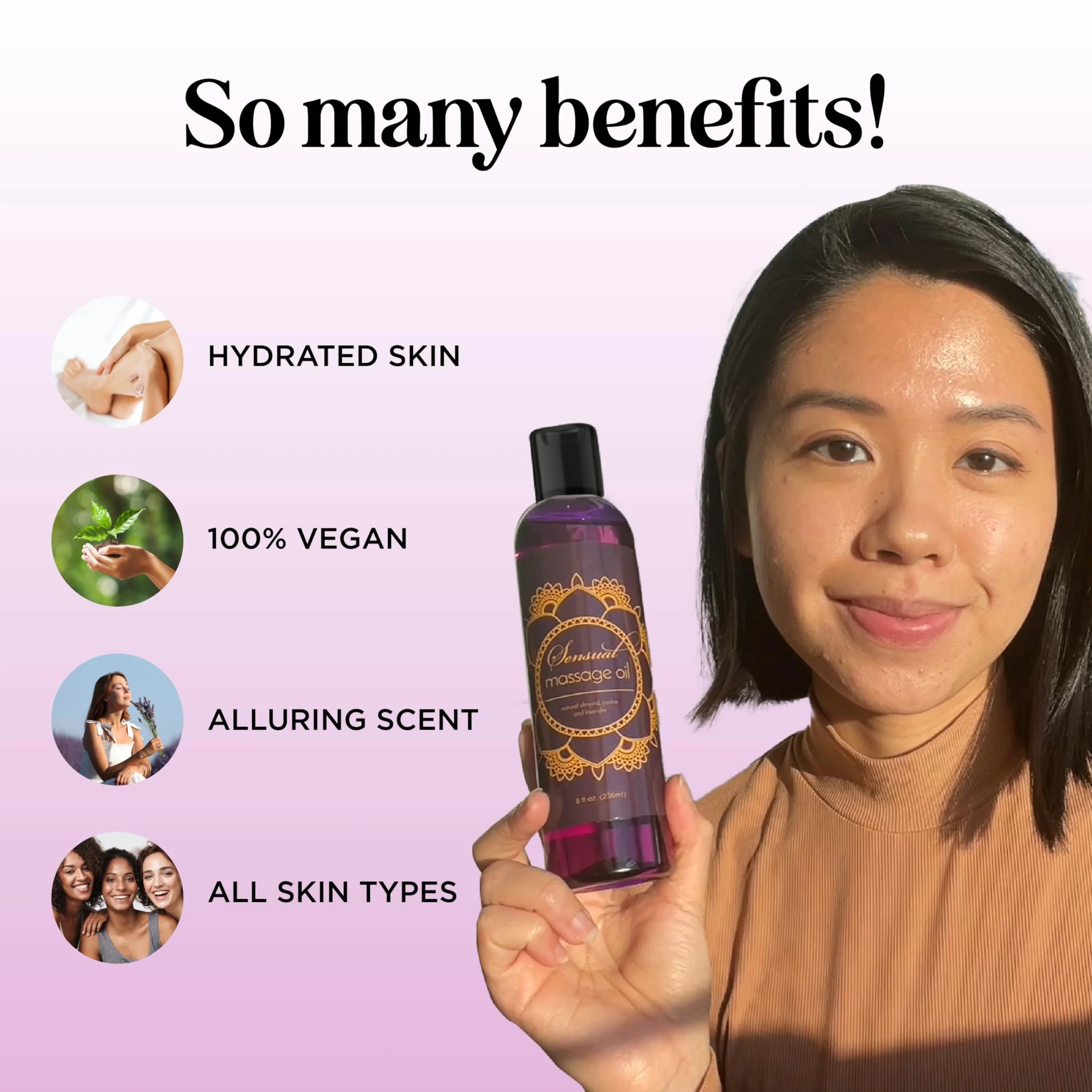 Maple Holistics Puro Olio di Lavanda Sensual Massage Oil Rilassante Mandorle & Olio di Jojoba Natural Therapy Ipoallergenico Pelle 100% Made in USA
