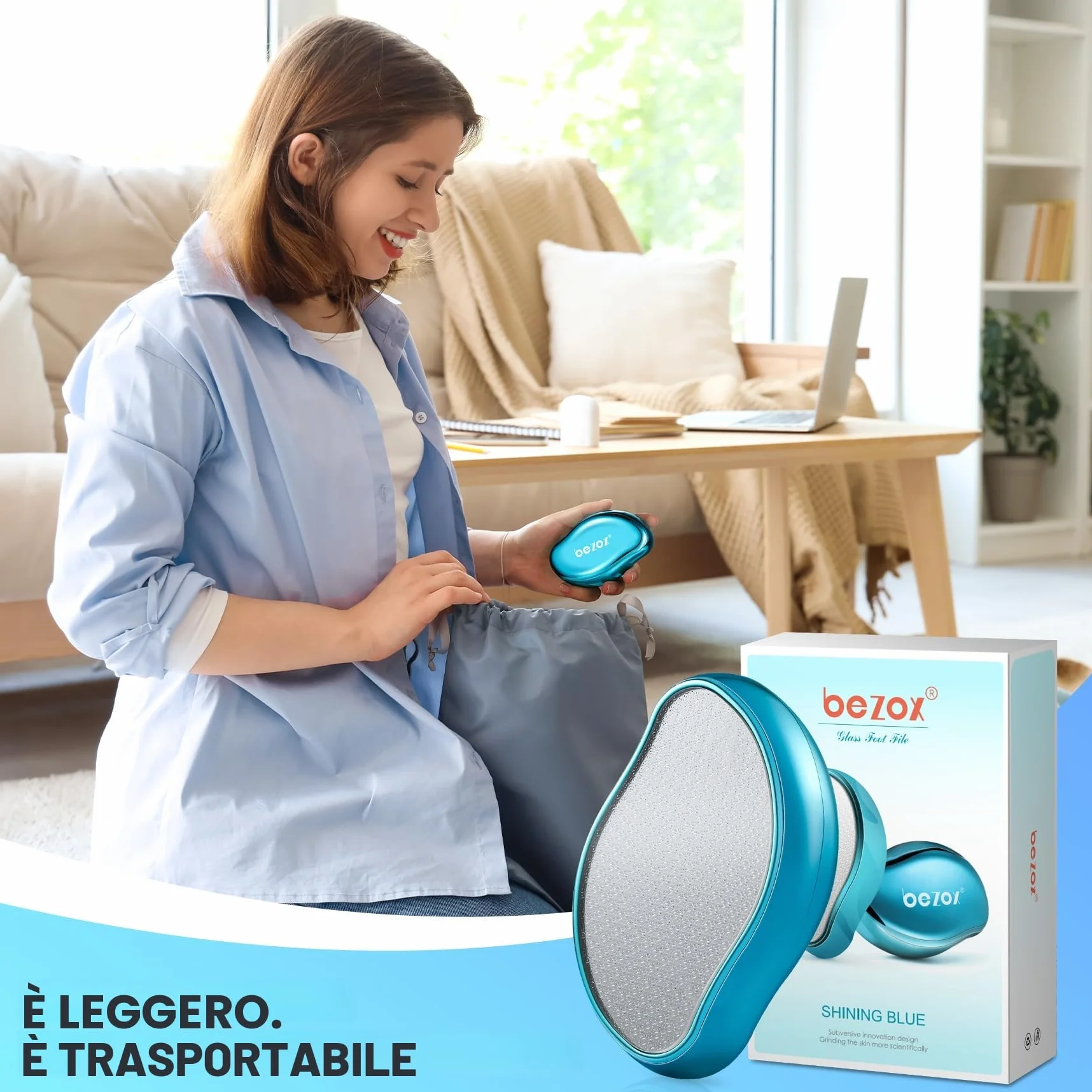 BEZOX 2in1 Lima per Piedi in Nano Vetro per Calli e Talloni Screpolati