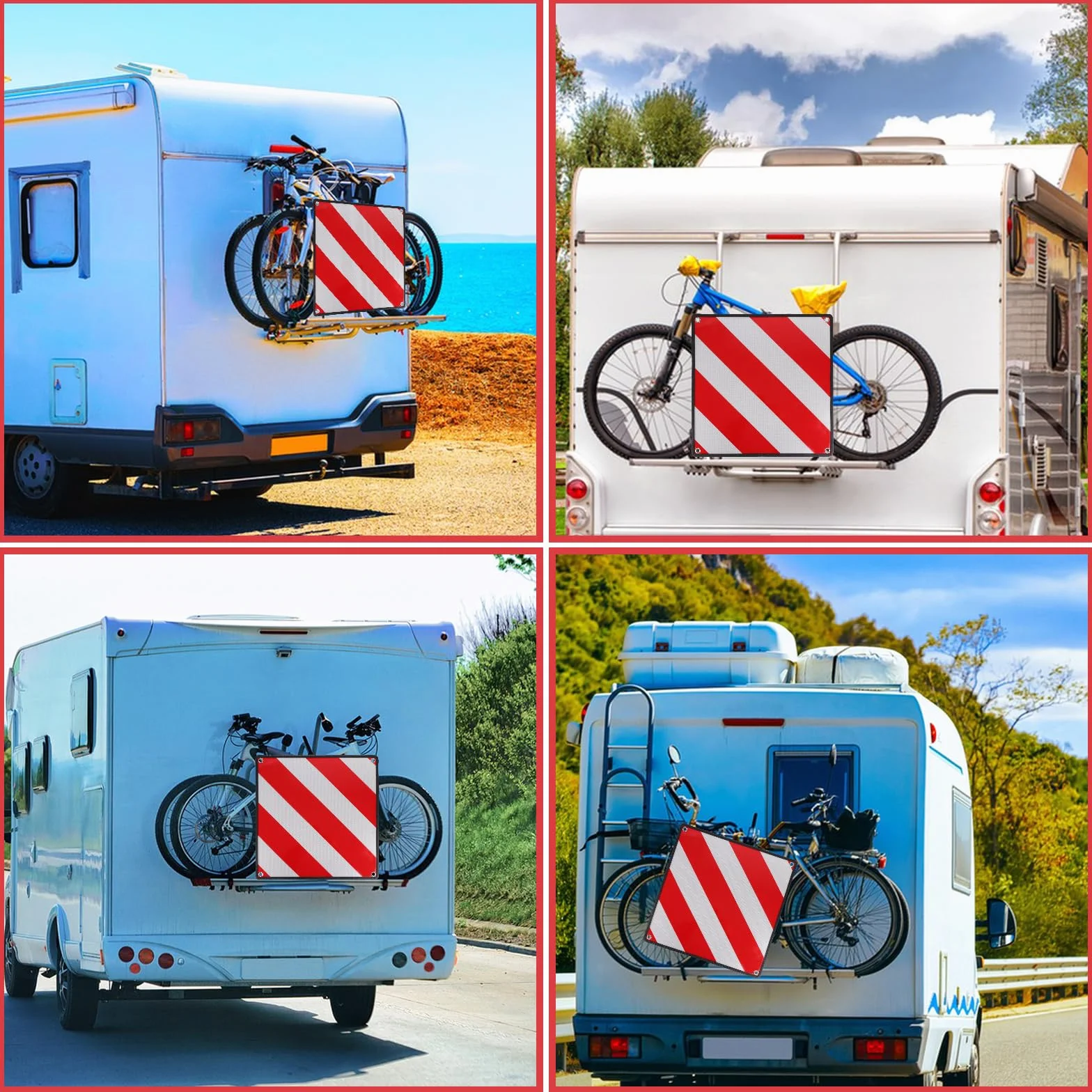 Targa di avvertimento portabici alluminio 50x50 cm con fori fissaggio