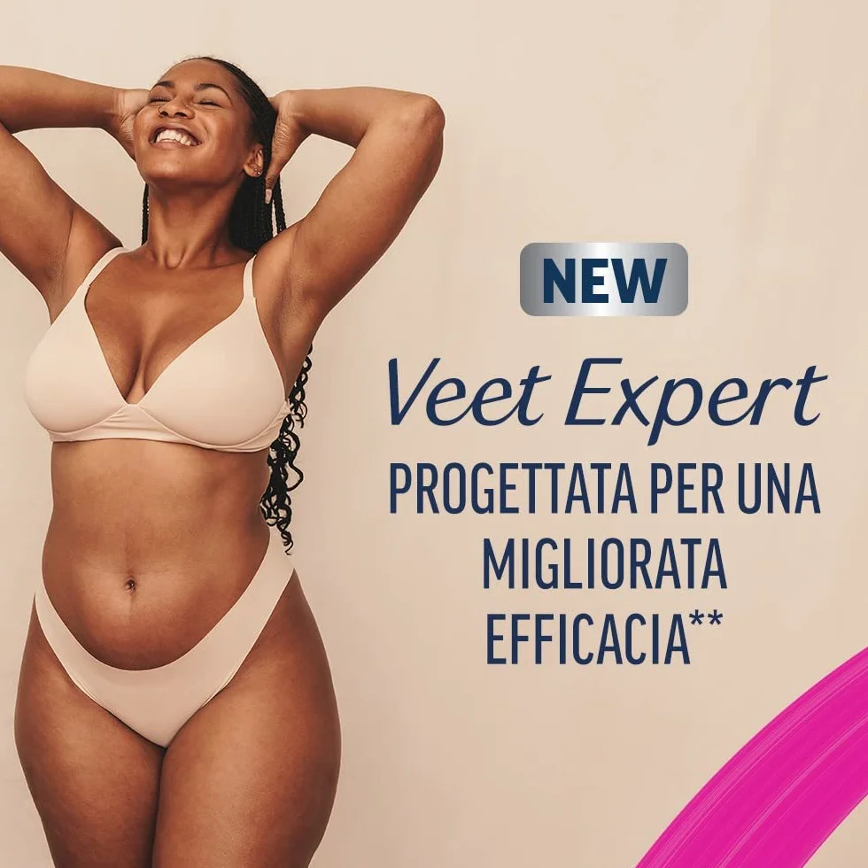 Veet Expert Strisce Depilatorie Viso Pelli Sensibili Olio di Mandorla 36 Strisce + 6 Salviette Post-Epilazione