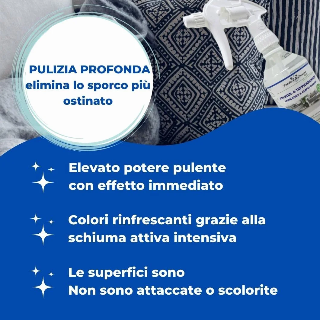 PandaCleaner Detergente biologico per tappezzeria 500 ml spray con spazzola