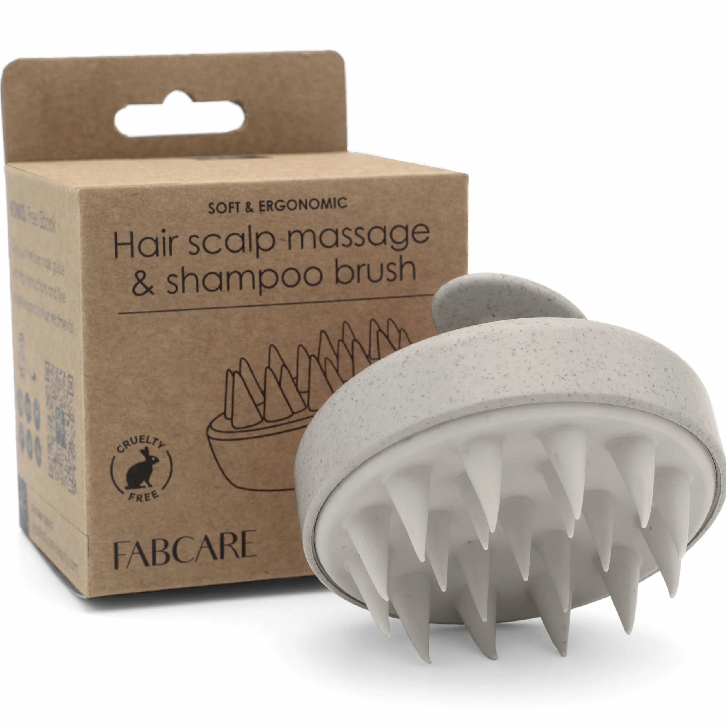 FABCARE Massaggiatore Cuoio Capelluto, Spazzola Massaggio in Silicone, Steli di Grano, Capelli Asciutti e Bagnati, Beige