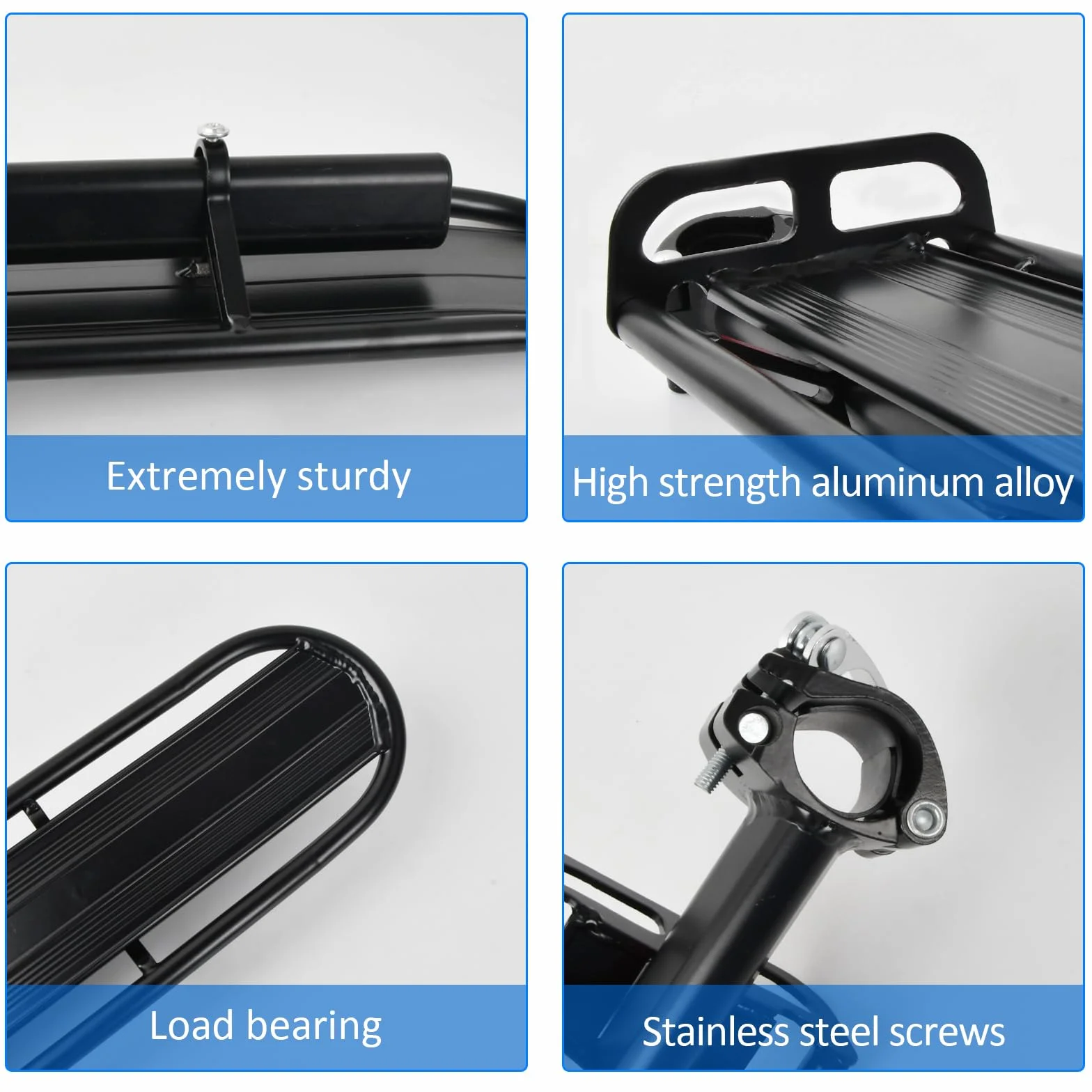 Portapacchi Bagagli per Bicicletta, Portapacchi Posteriore per Bici Regolabile, Bike Luggage Cargo Rack con Sgancio Rapido, MTB Bike Cargo Carrier Rack in Lega di Alluminio, Carico Massimo 10KG/22Lbs