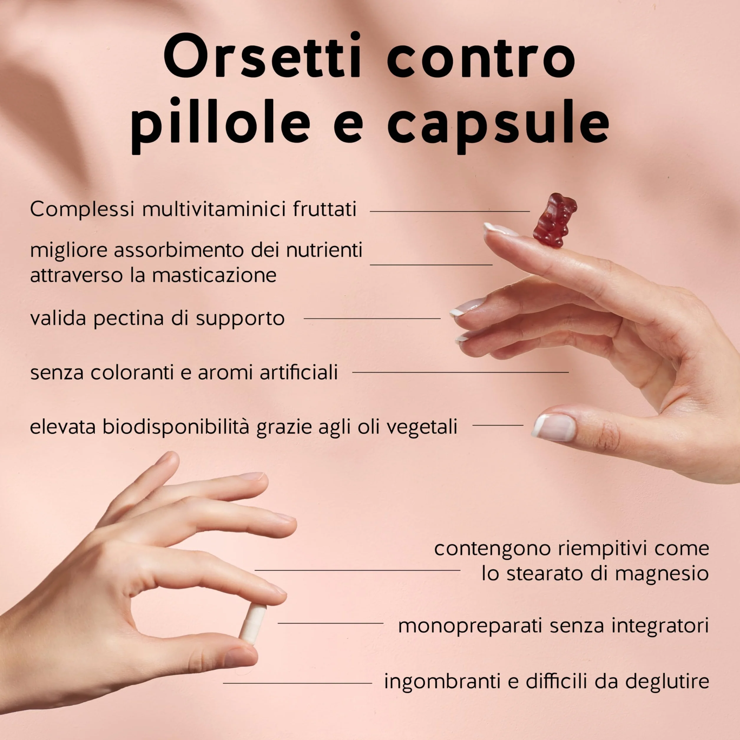 Caramelle Gommose Biotina Ah-mazing Hair – Vitamine per Capelli, Pelle e Unghie – 5000µg Biotina, Zinco, Vitamine B6, B9, C, E – 45 Pezzi, Vegane, Senza Zucchero