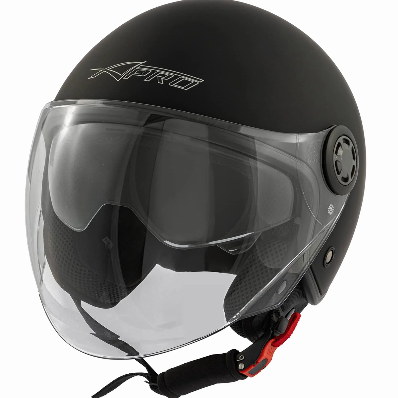 Casco Jet Scooter Moto ECE 22.06 Certificato Parasole Lunga Visiera Nero Opaco L
