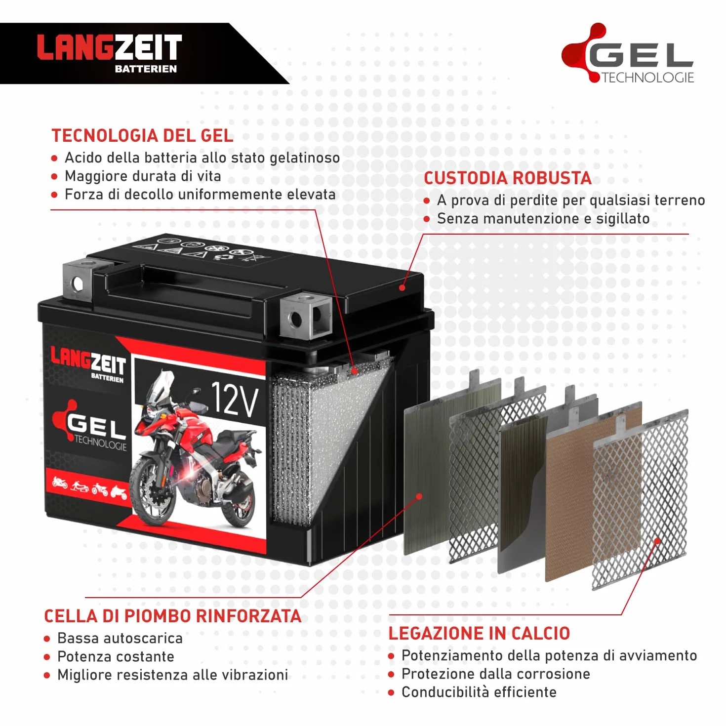 Bateria Moto LANGZEIT YTX14-BS 12V 14Ah Bezobsługowa