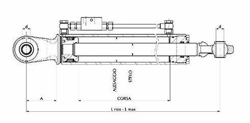 Terzo Punto Idraulico Ama Cat. II 550-830 mm per Trattori Fiat