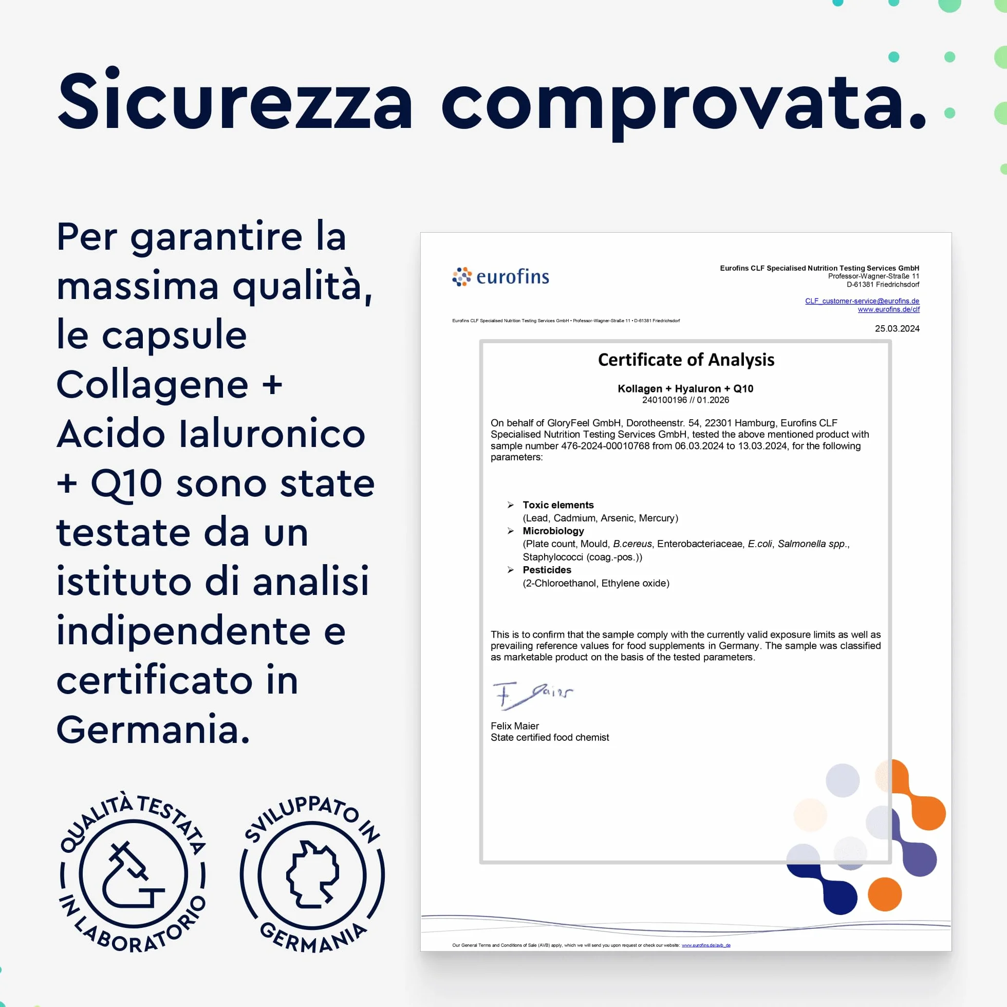 Collagene Marino con Acido Ialuronico, Coenzima Q10, Vitamina C, Zinco, 60 Capsule, Integratore per Pelle, Ossa e Articolazioni