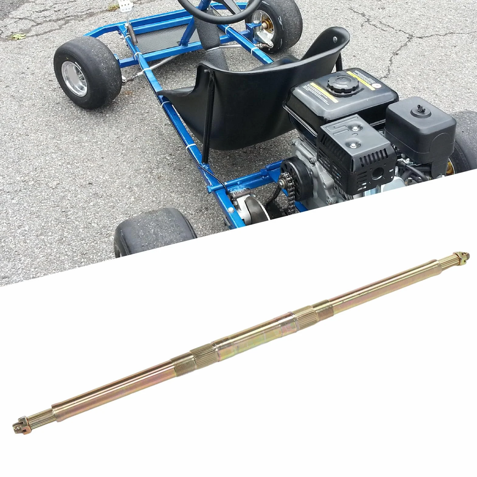 930mm Go Kart Assale Posteriore 23T 28T Lega di Acciaio Zincato Ad Alta Durezza Assale Posteriore Live per Go Kart Quad Drift Trike
