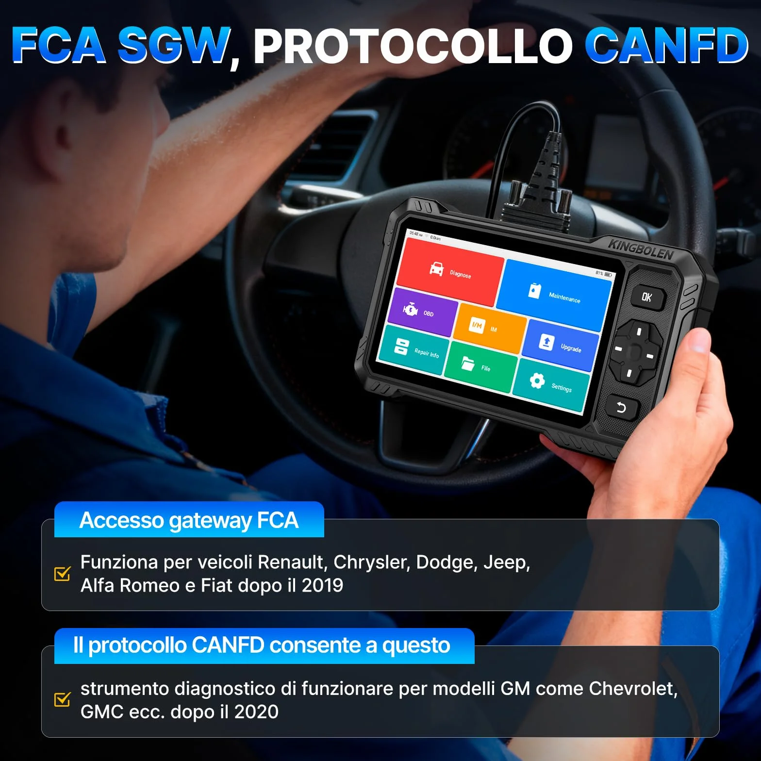 KINGBOLEN S6 Elite Diagnosi Auto Bidirezionale OBD2, Diagnostica Avanzata, 15+ Reset, FCA SGW, CANFD