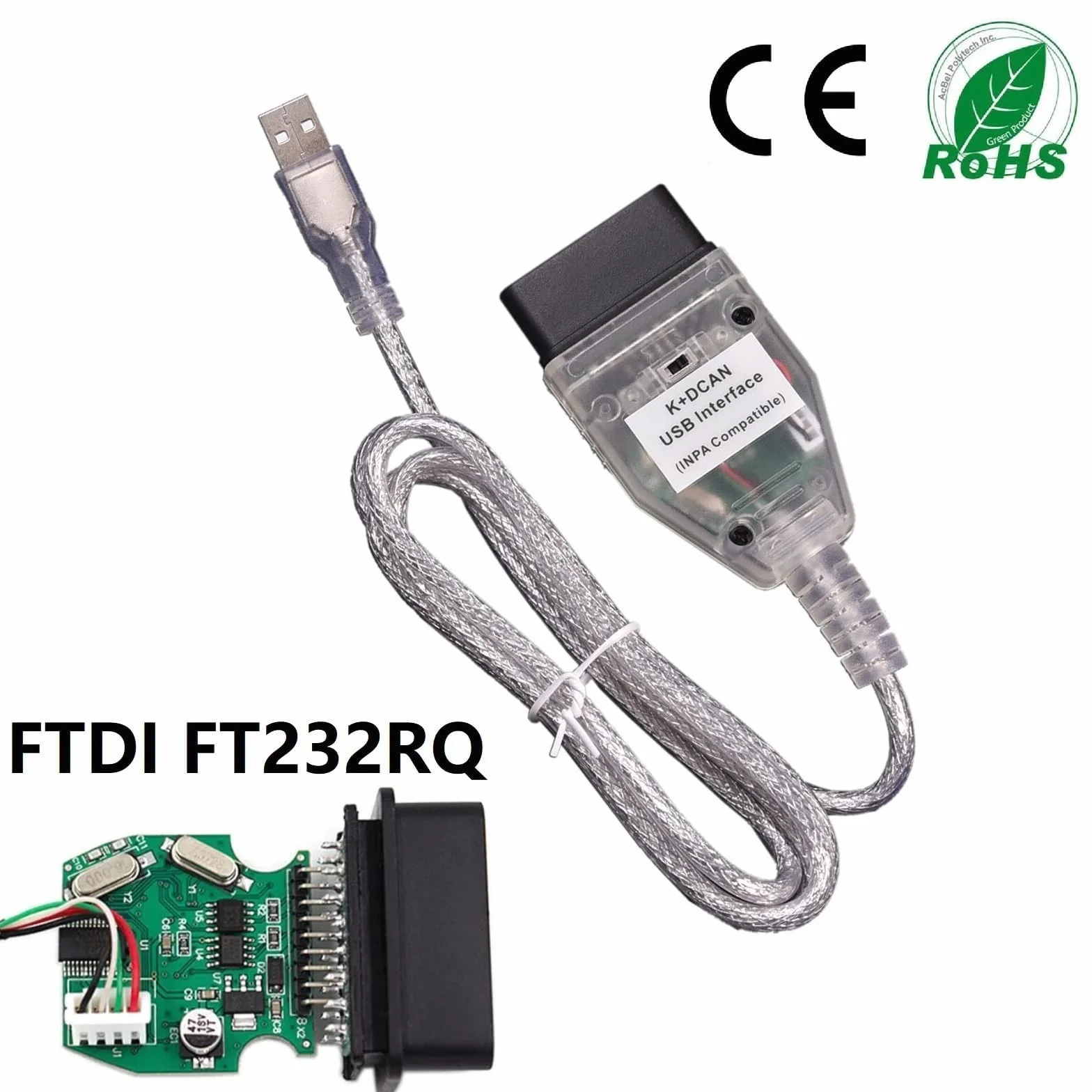 INPA Ediabas USB OBD2 DCAN KD CAN Cable Switch Interface