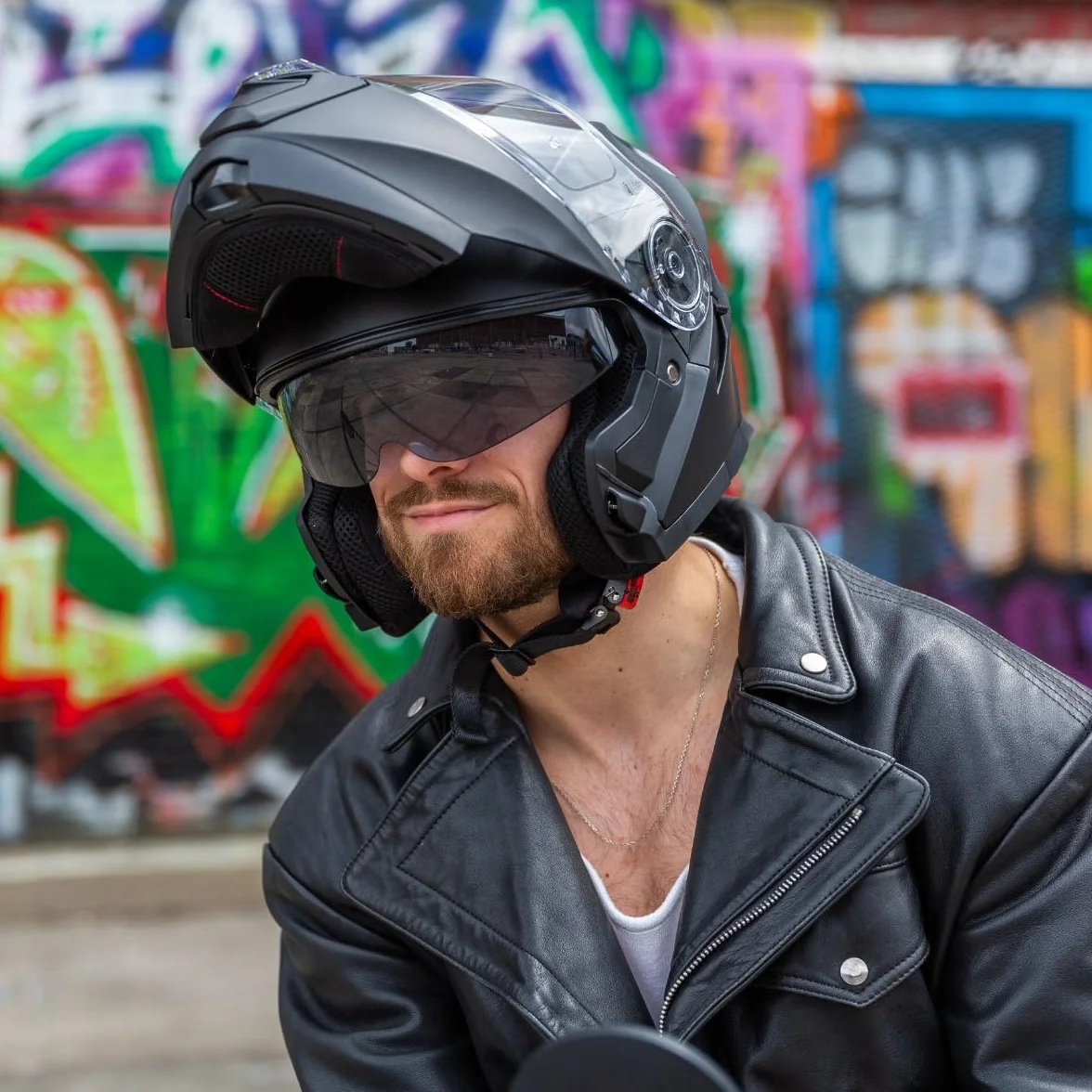 VINZ Santos Casco Modulare Moto & Scooter | Con Doppia Visiera | Certificato ECE 22.06 & PINLOCK preparato | Integrale Donna E Uomo | nelle taglie dalla XS-XXL