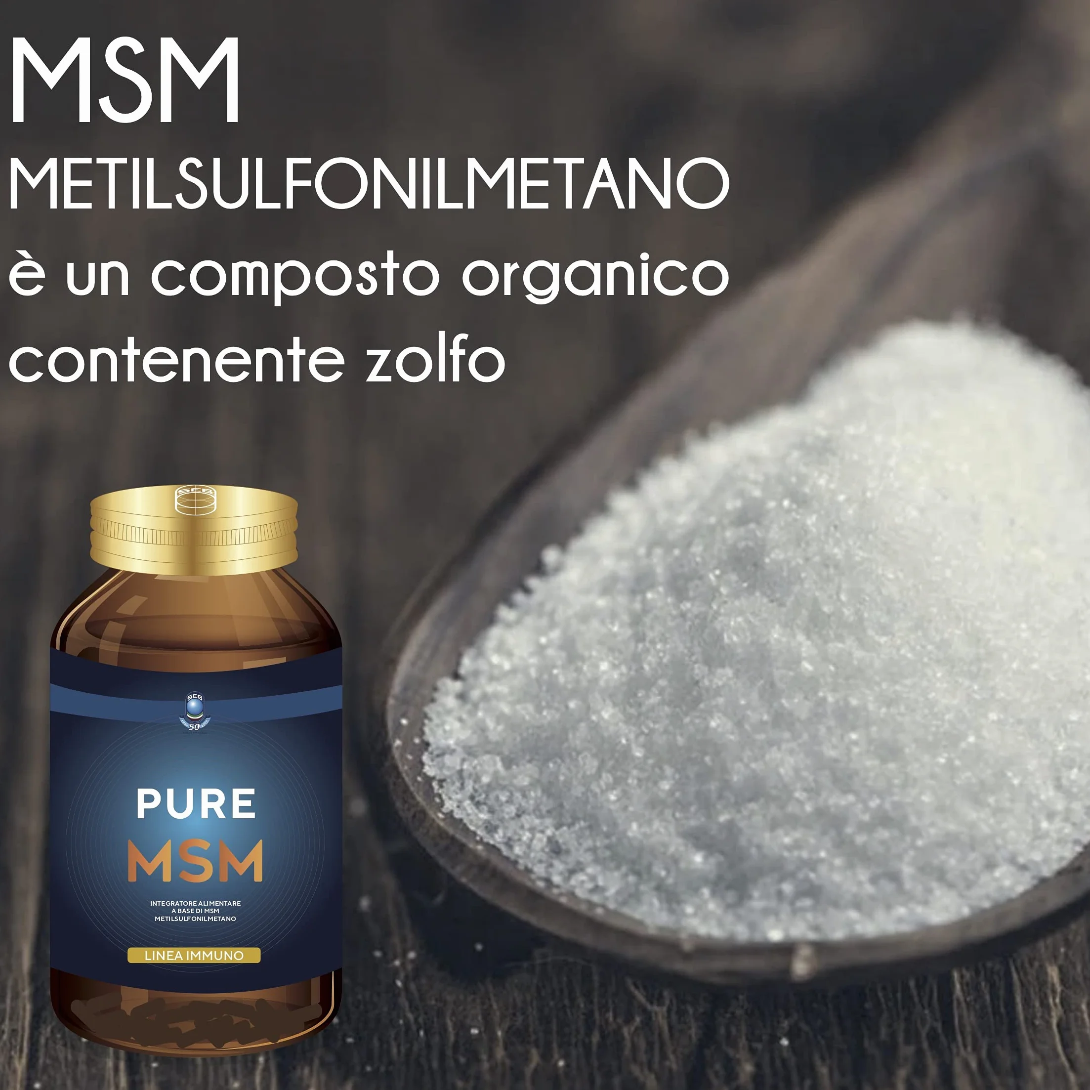 SEB Pure MSM Integratore alimentare Metilsulfnilmetano 60 capsule 900mg