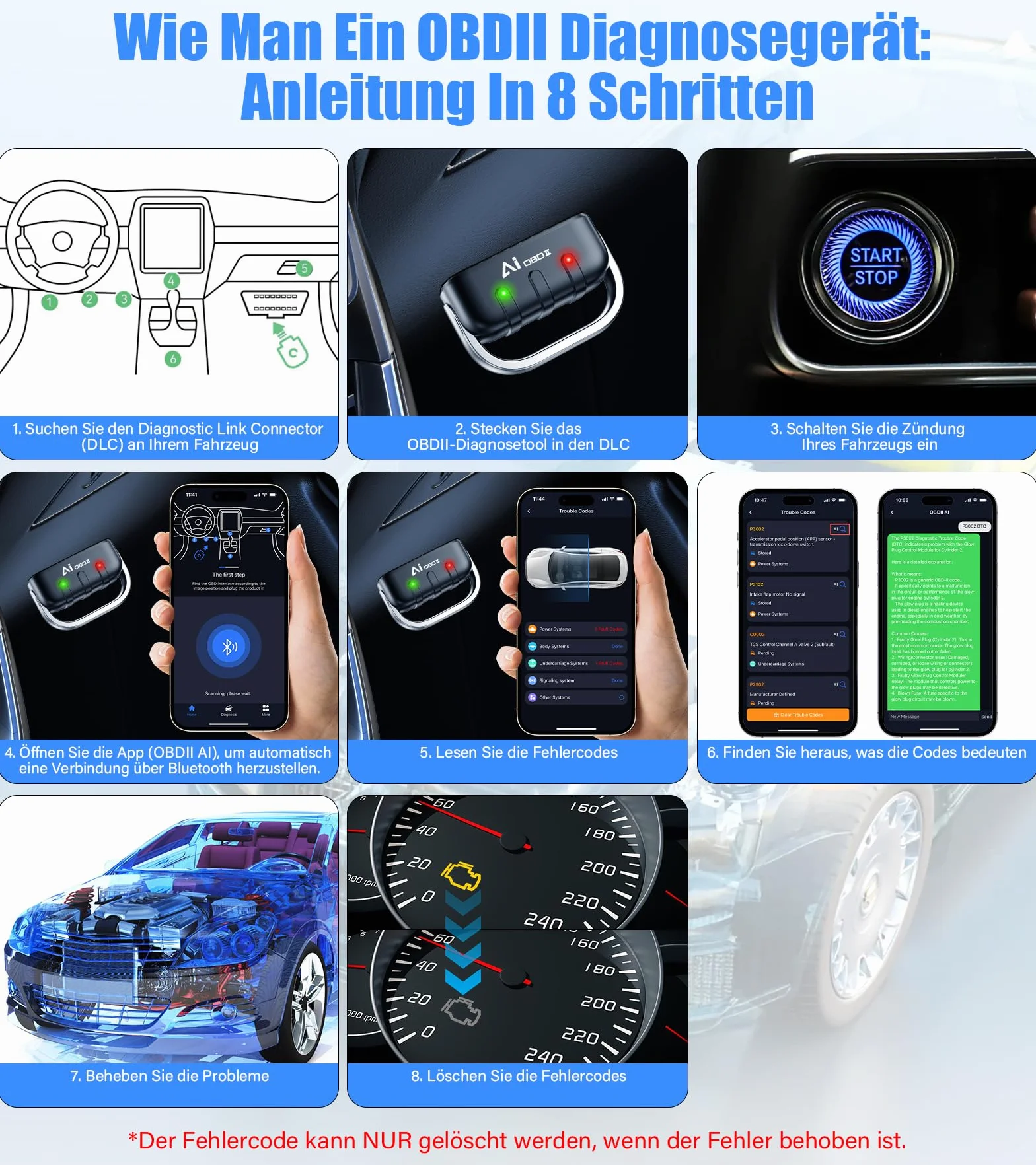 Profesjonalny Autodiagnostyczny OBD2 Bluetooth z Raportem PDF, Kompatybilny z iOS i Android