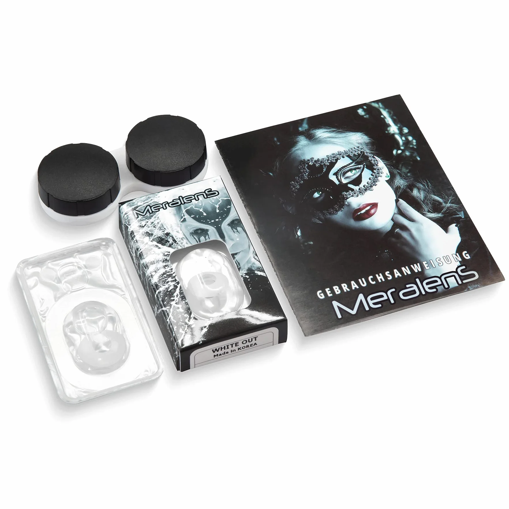 Funnylens Lenti a Contatto Colorate White Out Bianche Zombie Vampiro Morbide 1 Coppia