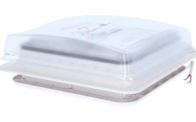 BERGER | Oblò Camper 28x28 cm, Lucernario Per Tetto Con Ventola 12 V, Tetto Lucernario per Camper, Roulotte e Van, Resistente Ai Raggi UV - Traslucido