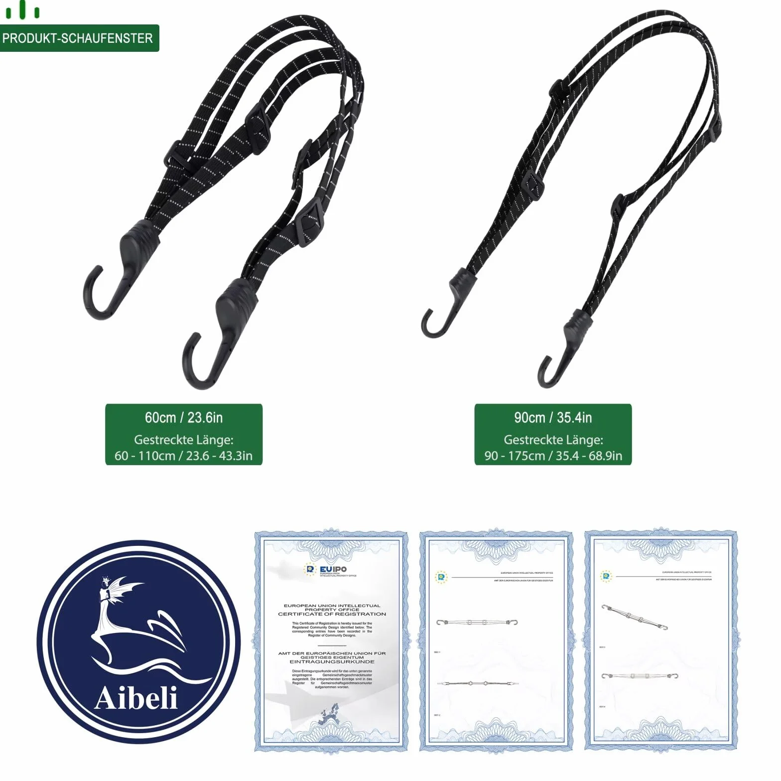 Cinghie elastiche Bundy 60 cm per bagagli moto portabici ganci riflettenti 2 strisce