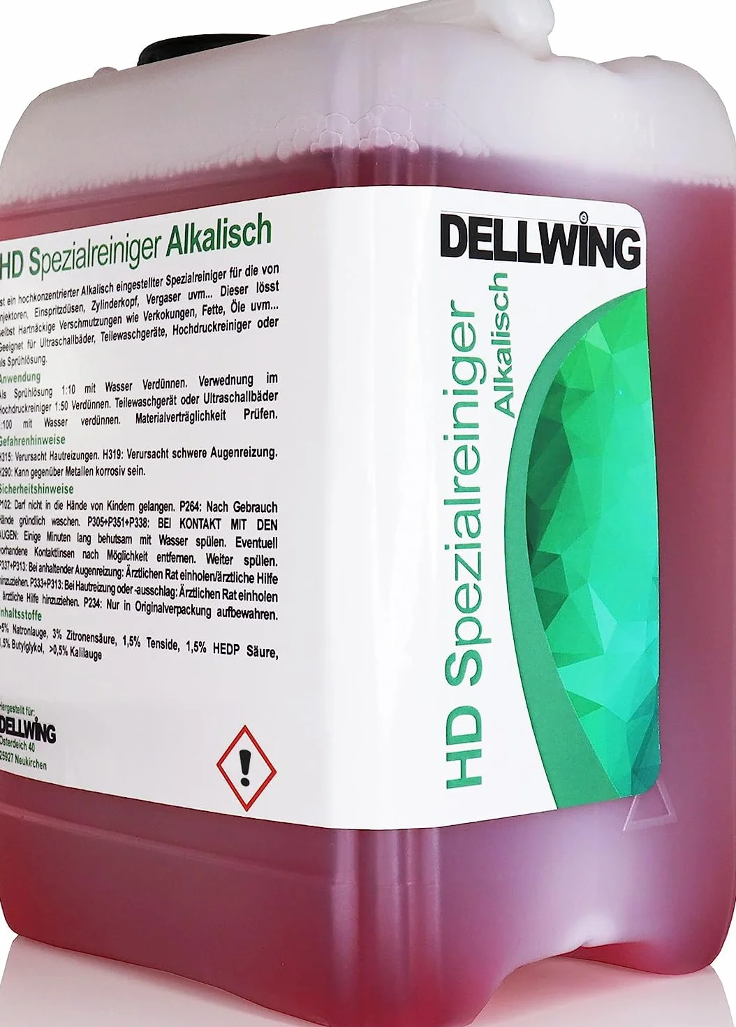 DELLWING HD detergente speciale alcalino 5L - concentrato di detergente ad ultrasuoni premium per la pulizia di parti di automobili come carburatori, testate cilindri