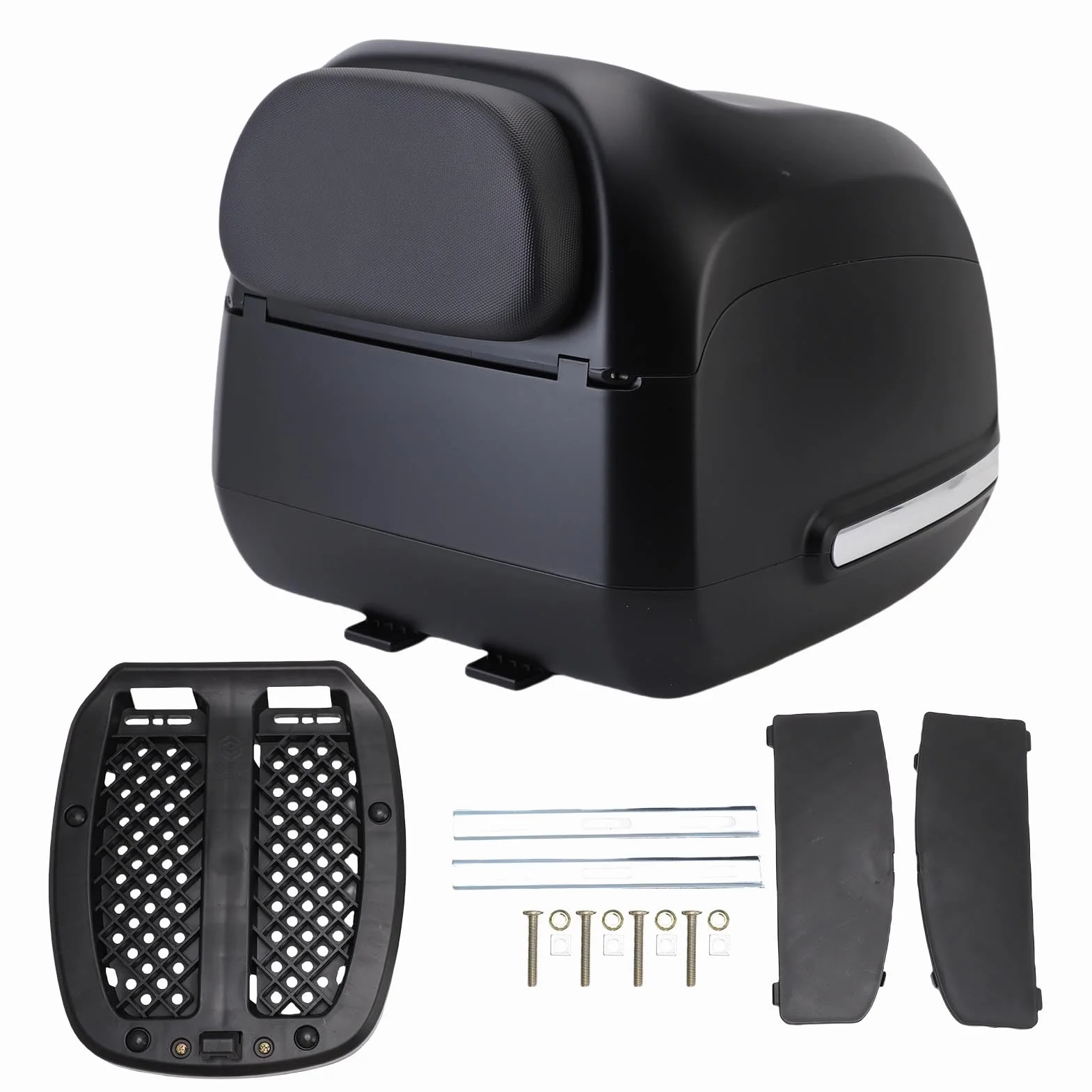 Bauletto Posteriore per Moto da 35 Litri, ABS Impermeabile, Design Vintage, Adatto per Casco Integrale, Ideale per Moto e Scooter (BLACK) (BLACK)