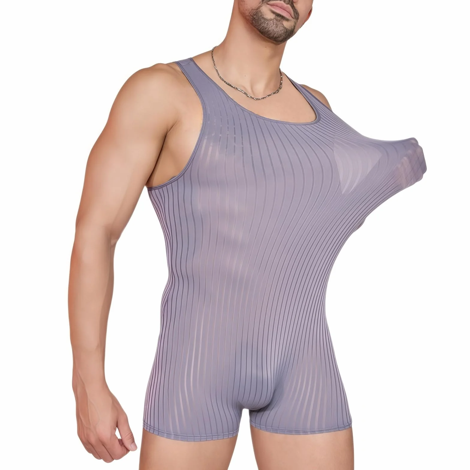 MANJIAMEI Wrestling Singlet - Tuta da uomo senza maniche, body aderente a un pezzo