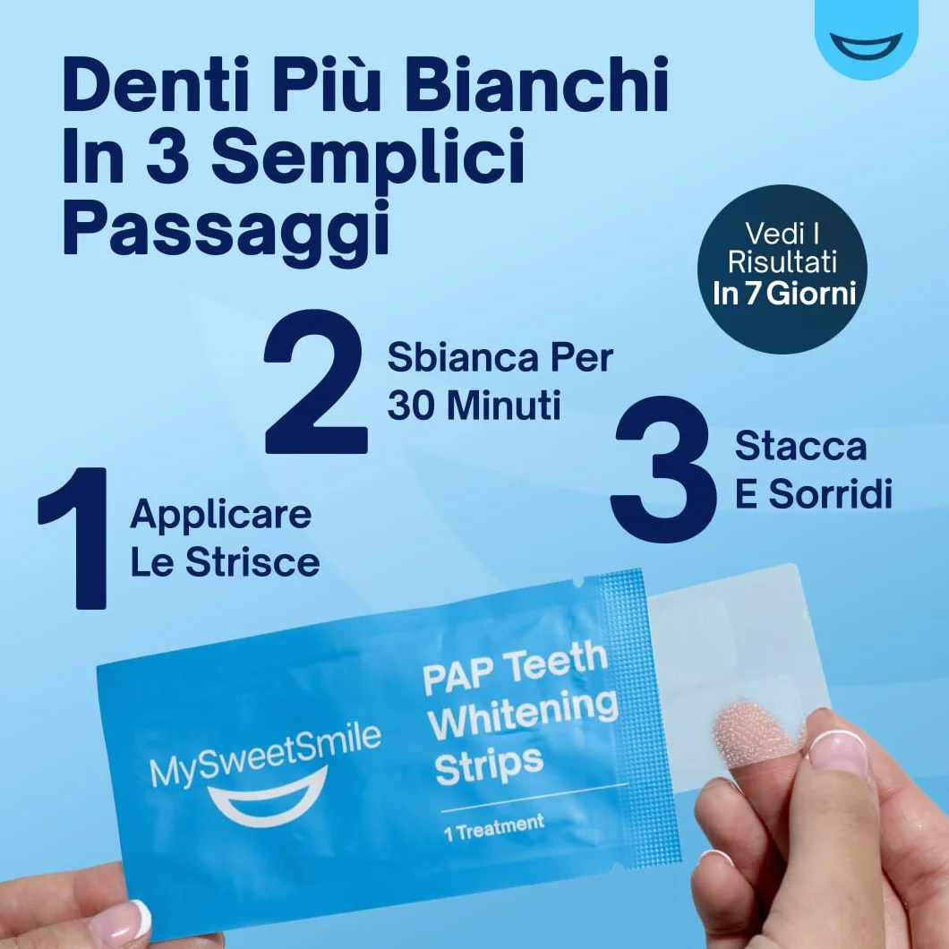 MySweetSmile Strisce sbiancanti per denti Pap - 42 senza perossido - 21 trattamenti - Gusto menta