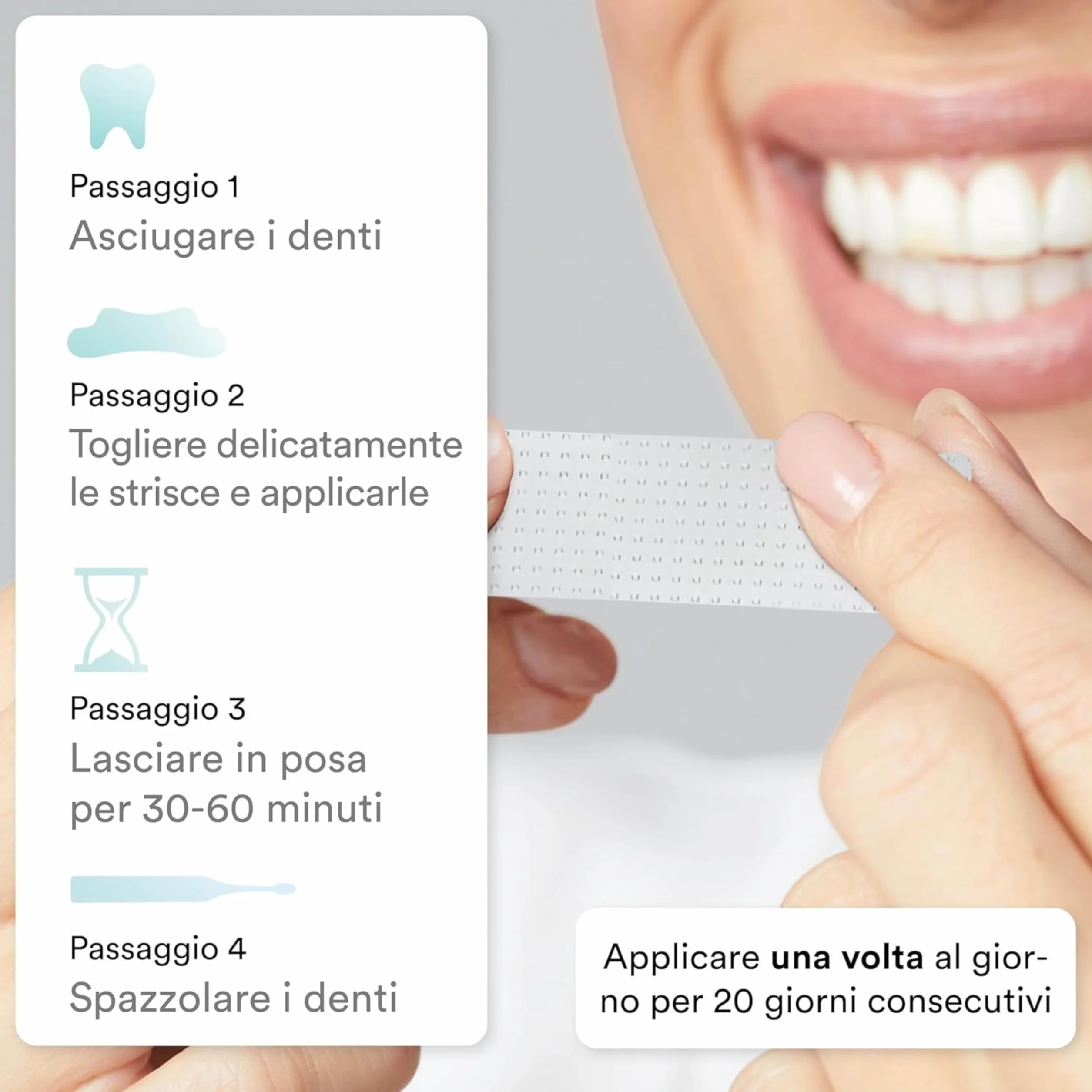 Uniquesmile Strisce sbiancanti denti senza perossido formula innovativa ingredienti naturali set 40 pezzi