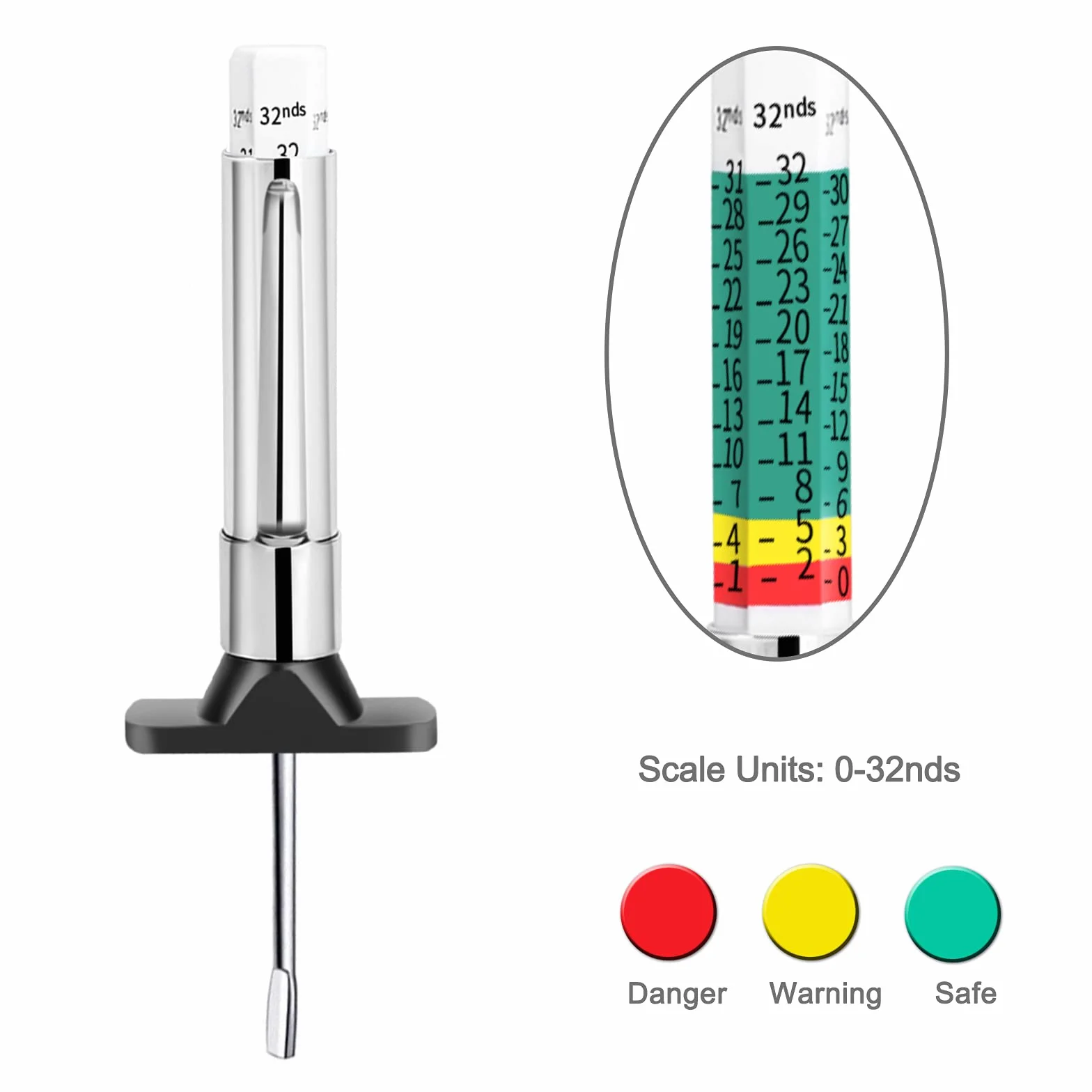 GODESON Misuratore Battistrada Pneumatici Calibro 25 mm 32 Pollice Codice Colore 6 Lati per Auto Moto Motocicletta