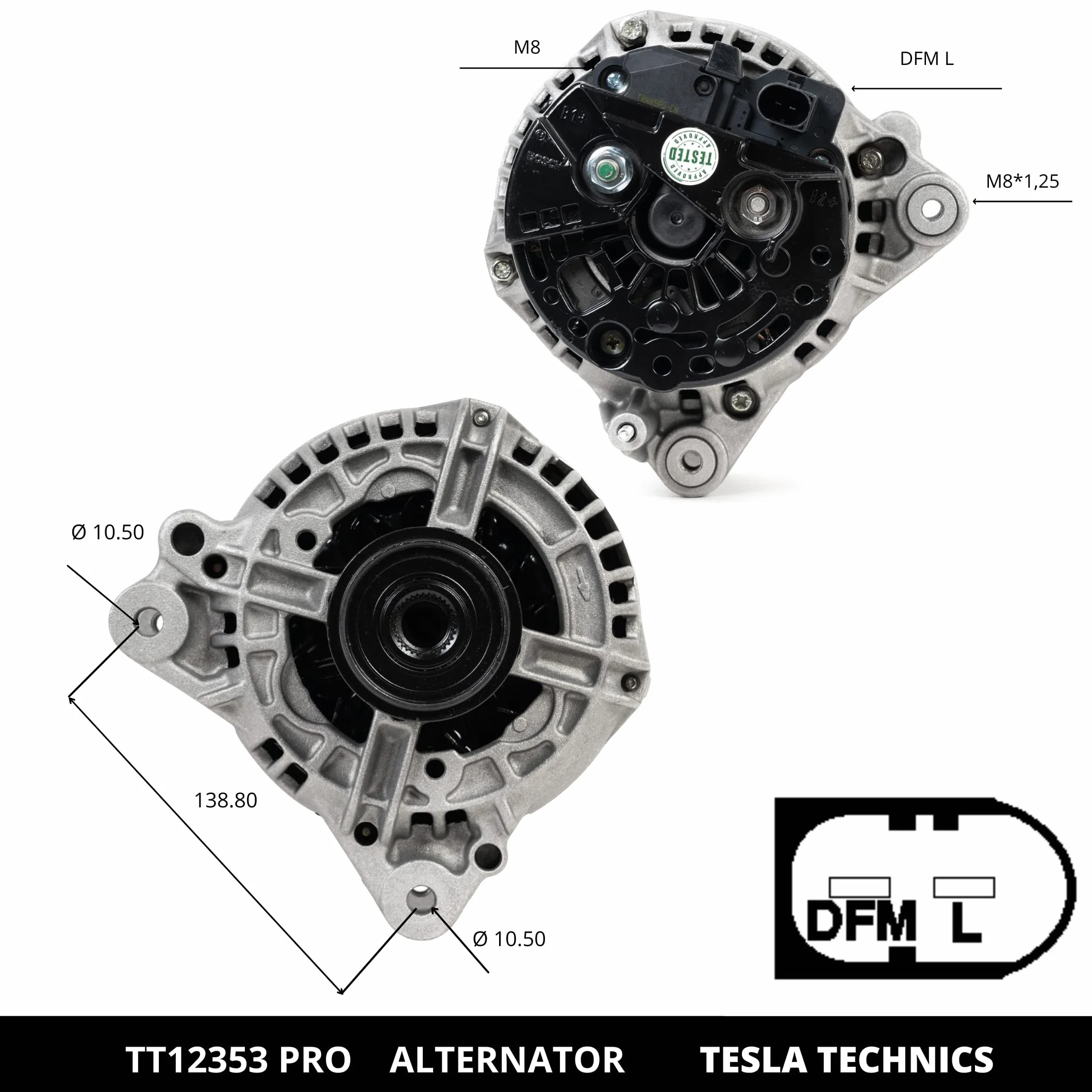 TT12353 PRO ALTERNATORE per auto 12V, 140A. Compatibile con AUDI, MITSUBISHI, SEAT, SKODA, VOLKSWAGEN. Eccellente rapporto qualità-prezzo. Installazione facile e garanzia.