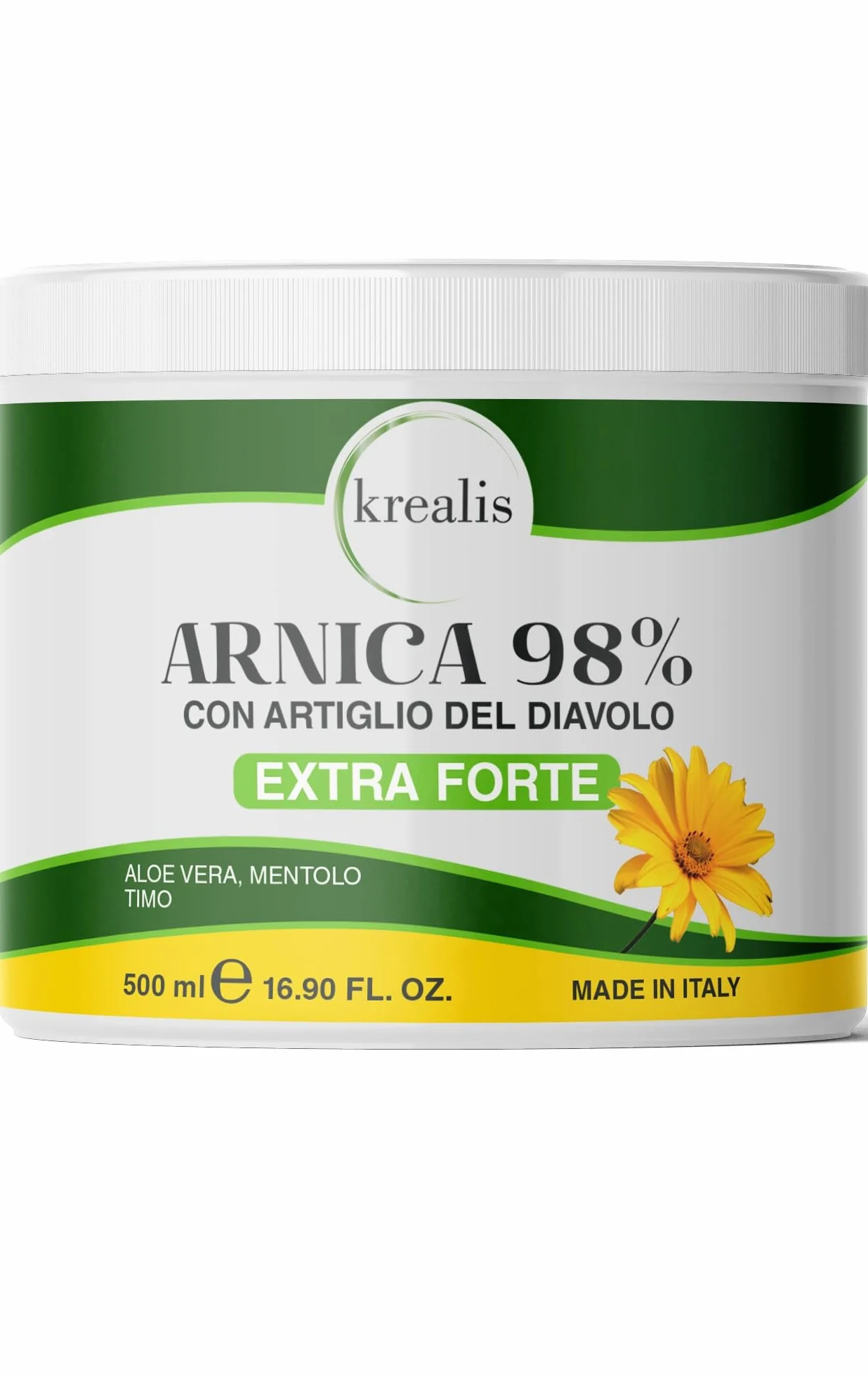 KREALIS Arnica Gel Extra Forte 500ml z Artiglio del Diavolo, Crema Massaggio per Muscoli e Articolazioni, Made in Italy