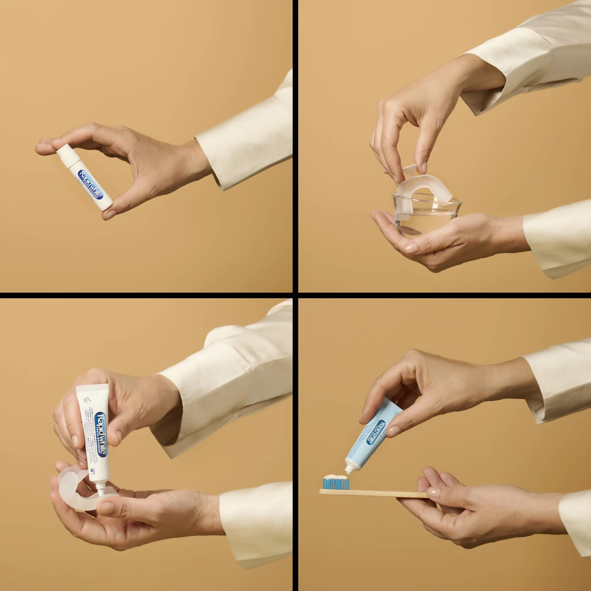 Rapid White kit sbiancante dentale con stampi regolabili e gel senza perossido di idrogeno