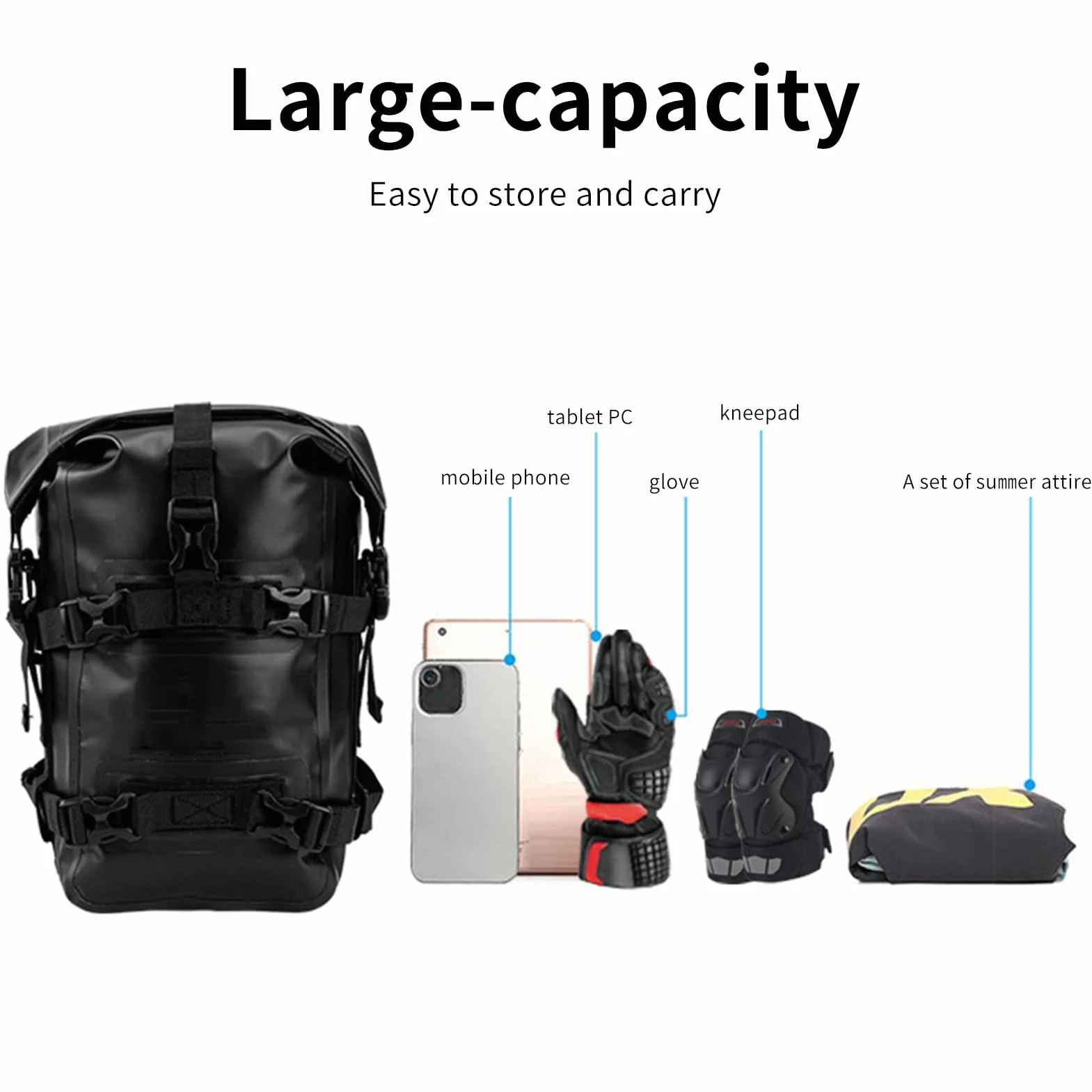 Shkalacar Borsa per Telaio Paraurti Moto, 8 Litri Laterale Completamente Impermeabile - Utilizzabile Come Tracolla