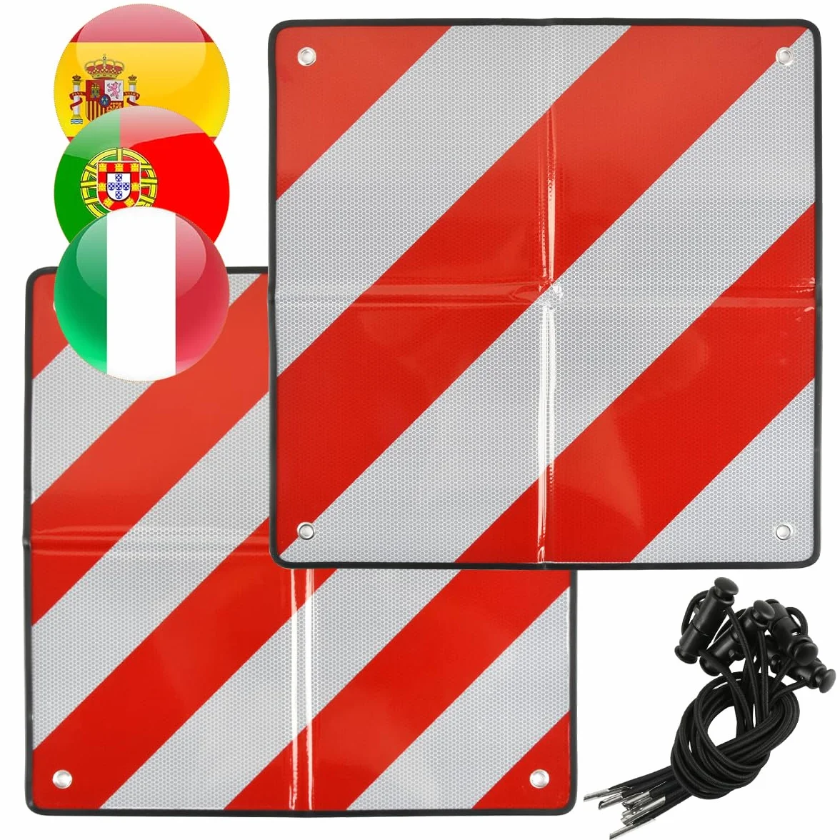 Cartello Carichi Sporgenti Omologato 50×50cm per Italia Spagna Portogallo con Ganci