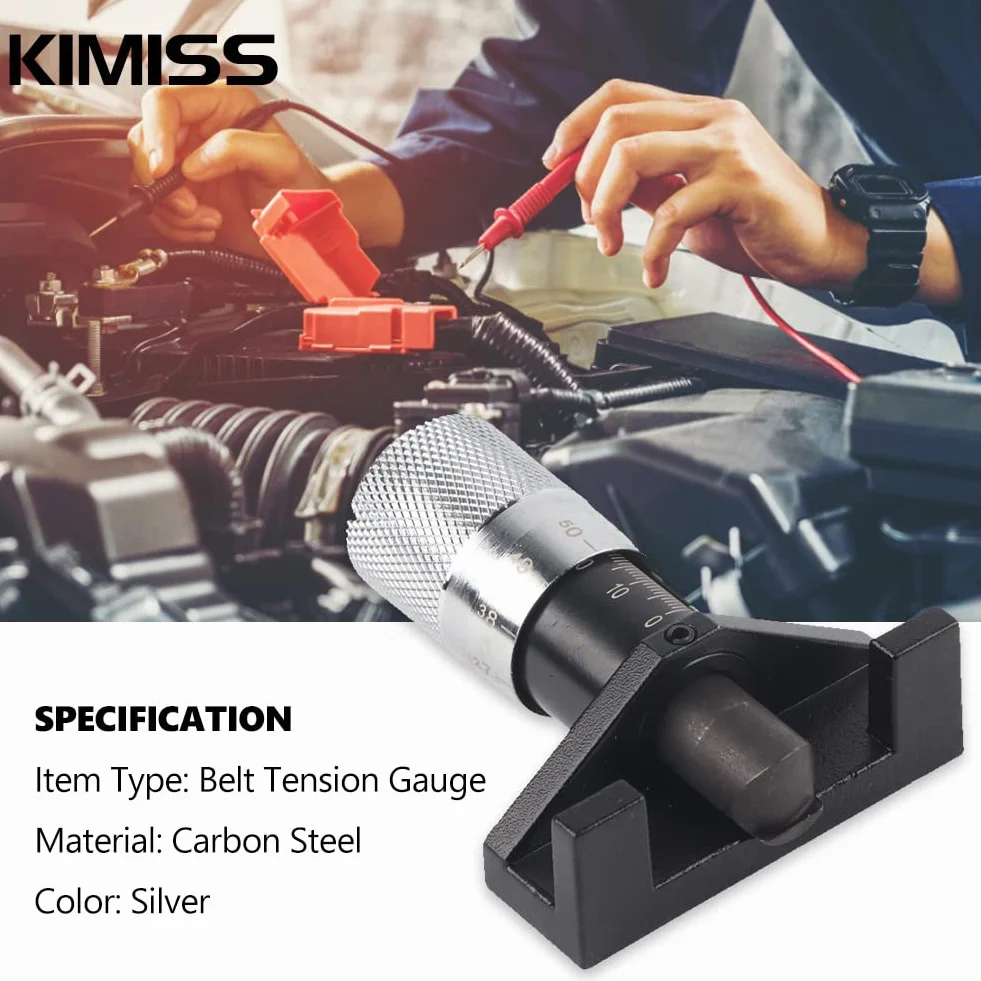 KIMISS Tester di Tensione della Cinghia, Strumento di Misurazione del Rilevamento del Misuratore di Tensione della Cinghia Dentata in Acciaio al Carbonio(Argento)