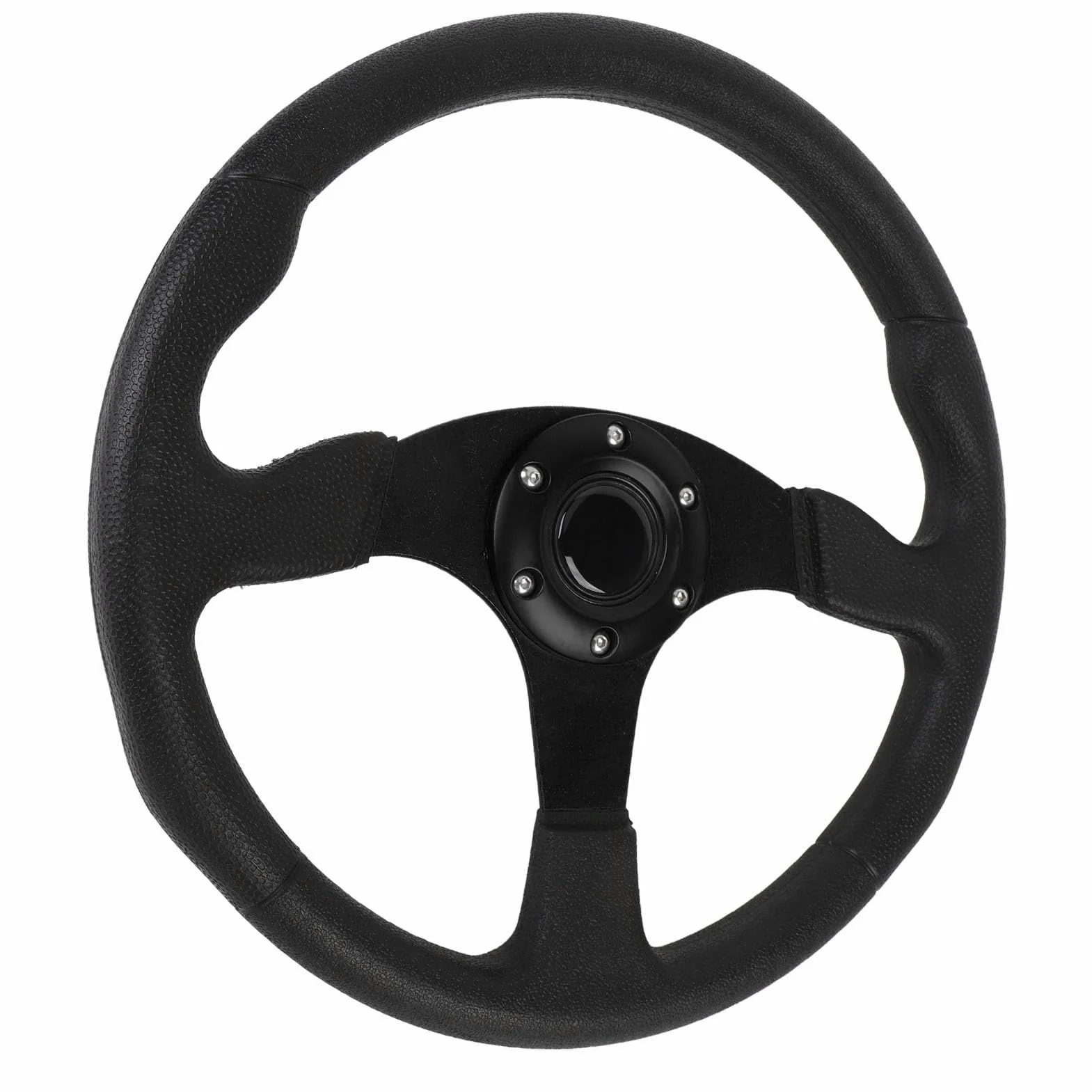 KIMISS Volante 14 Pollici Universale in Pelle PU con Telaio in Alluminio, Design Sportivo per Modifiche Auto, Impugnatura Confortevole e Resistente, Adattatore per a 6 fori. (BLACK)