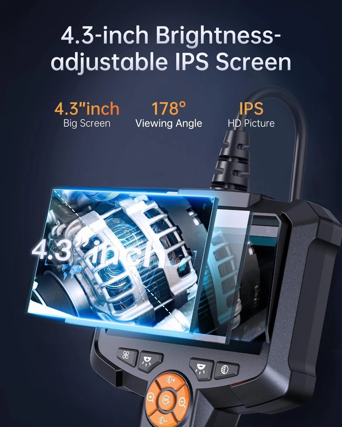 AOPICK Endoscopio Portatile Telecamera Endoscopica 4,3'' 1080P HD IP67 Cavo 20M