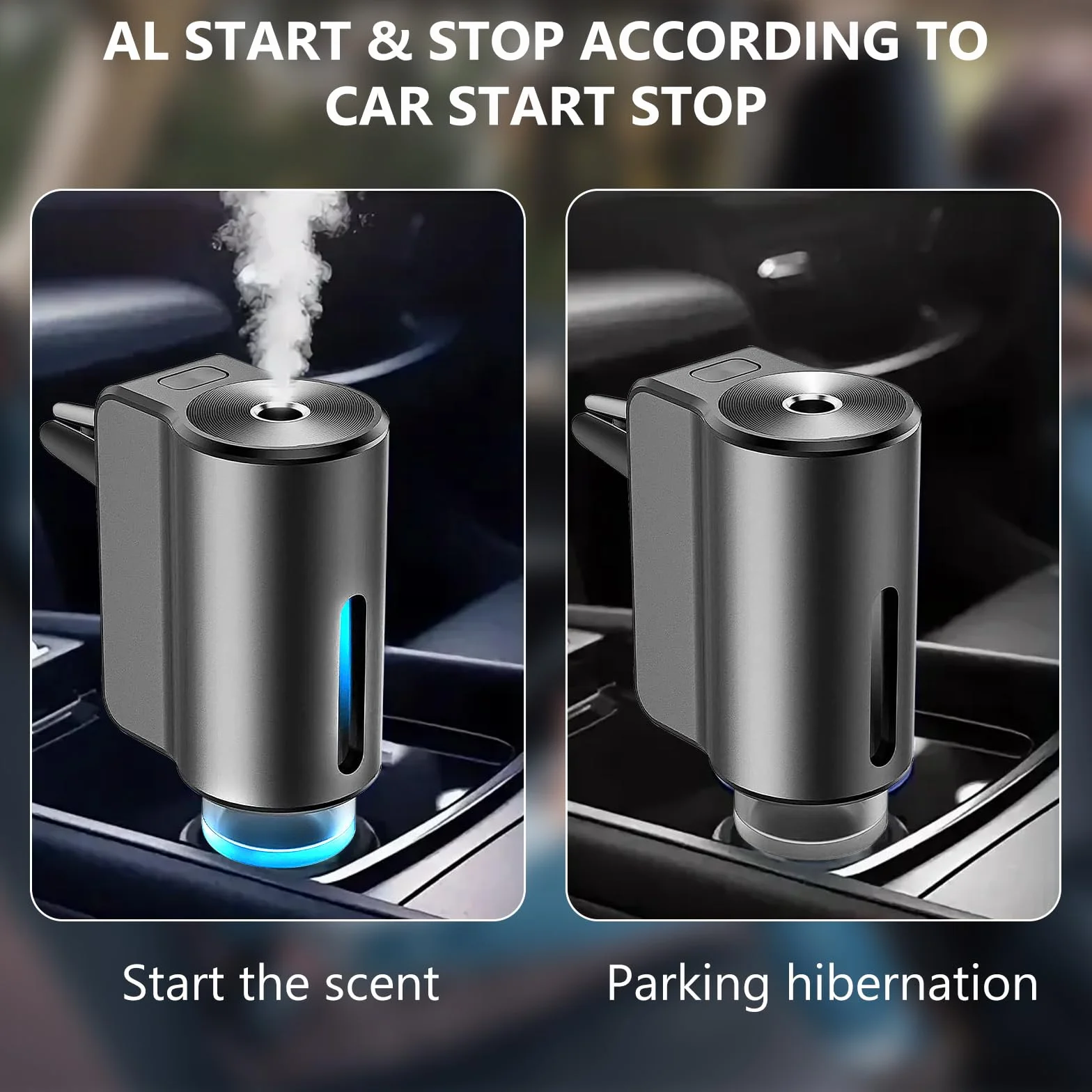 Deodorante per auto a ultrasuoni automatico 3 modalità diffusore di aromi (nero)