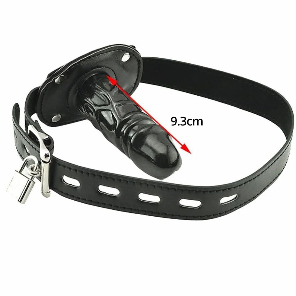 SXOVO Lockable Dildo Gag Bocca Gag Nero Fetish Bondage Restraint 10 cm