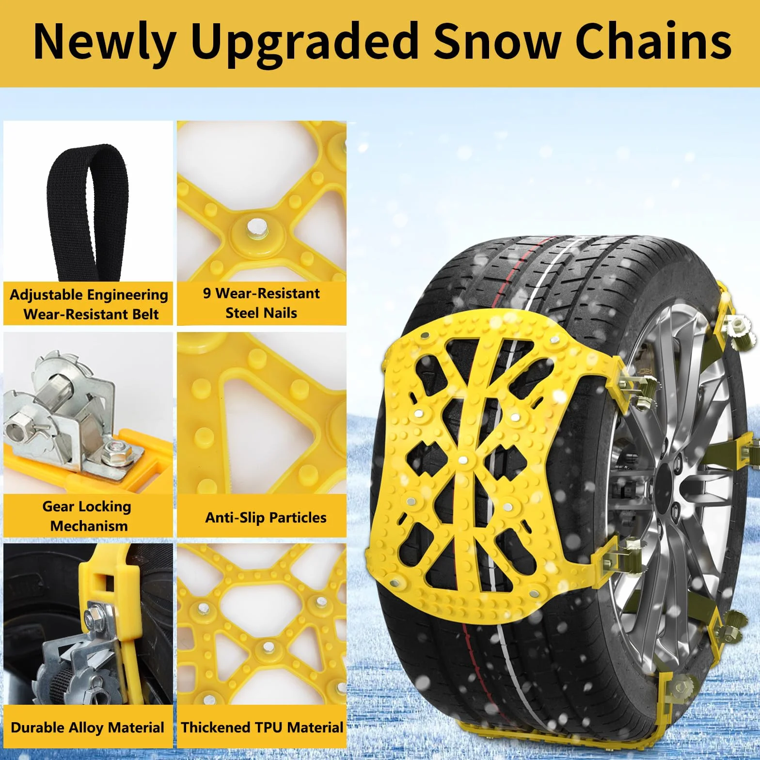 Catene da Neve Universali 6 Confezioni per Pneumatici 165-285mm Auto SUV ATV 215 55 17 215 65 R16 R17 R18 205 55 R16 R17 R18