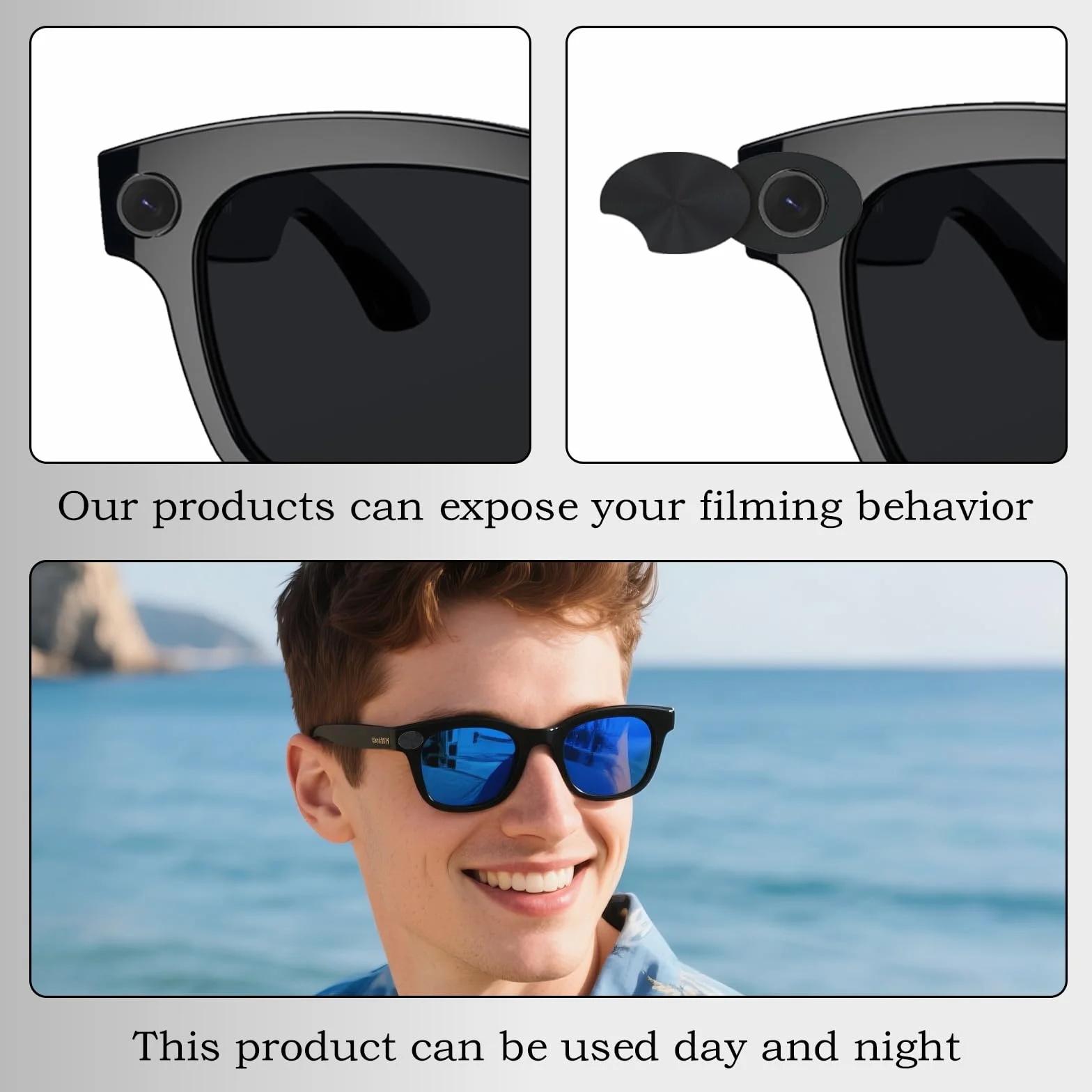 Copriocchiali luminosi LED nero per Ray-Ban Meta Traveler Skyler Headline, accessori occhiali intelligenti