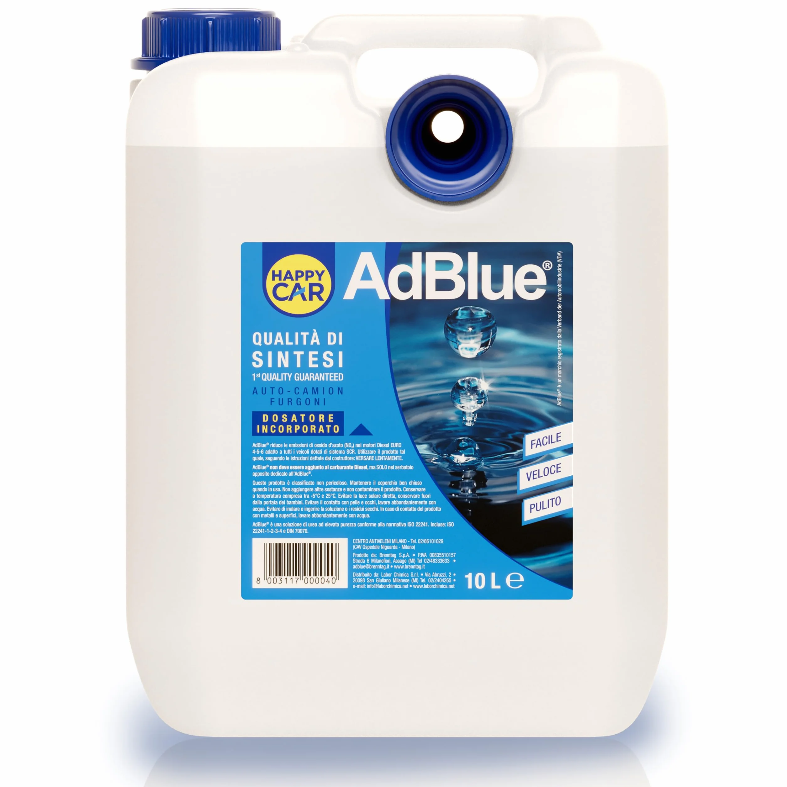 HappyCar AdBlue 10L Liquido per Gas di Scarico per Motori Diesel con Sistema SCR ISO 22241