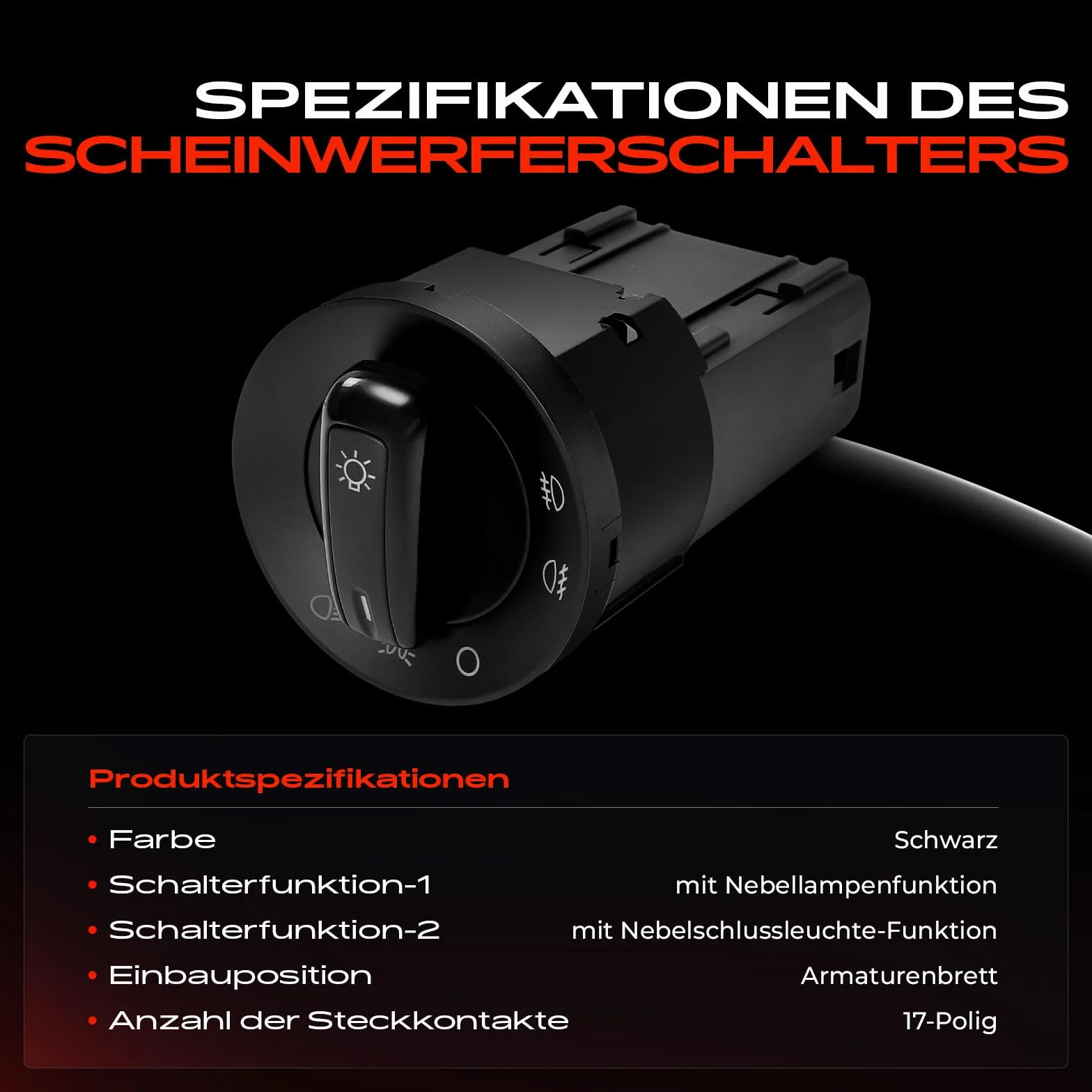 Frankberg Interruttore luci principali Compatibile Polo 6C1 6R1 162 163 AV2 AV3 1K2 6R0941531J 6R0941531JAPV