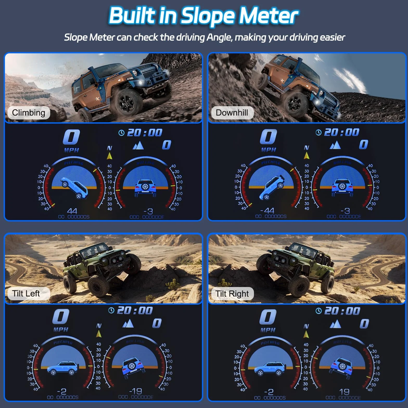KAOLALI Auto Head up Display OBD2+GPS HUD Tachimetro Digitale Universale con Supporto a Ventosa, Tachimetro Intelligente con Avviso di Velocità, Promemoria Fatica, KMH/MPH per Tutte le Auto