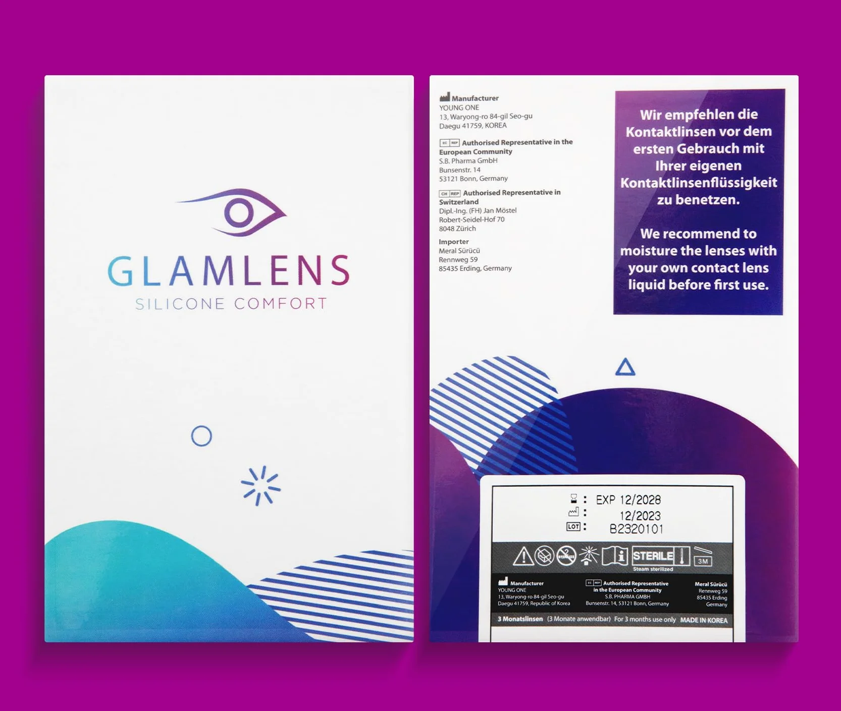 GLAMLENS Keira Blue lenti a contatto colorate mensili silicone idrogel 2 pezzi DIA 14.2 senza correzione