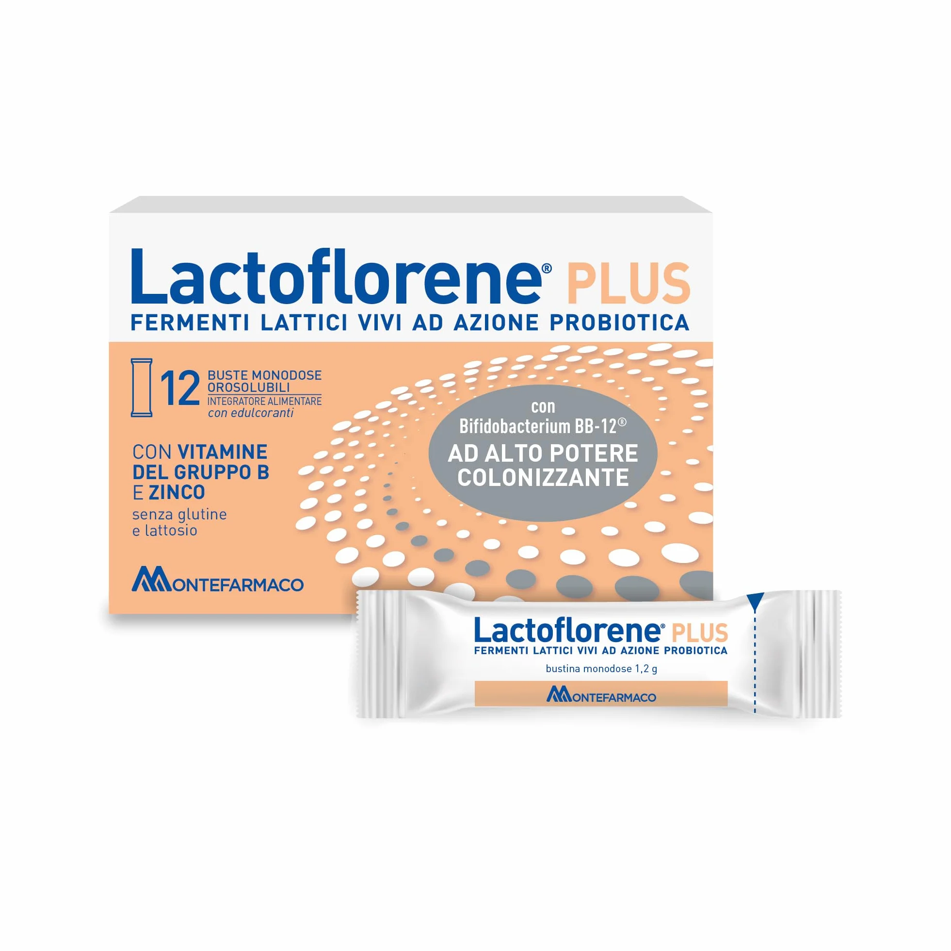 Lactoflorene Plus Probiotici Fermenti Lattici Integratore Adulti Zinco Vitamina B Flora Intestinale 12 Bustine