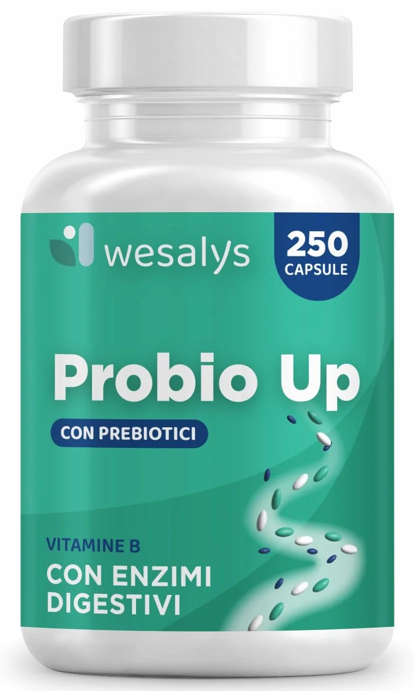 Probiotici 250 Capsule PROBIO UP 20 Ceppi Batterici Lactobacilli Bifidobatteri Inulina FOS 20 Miliardi