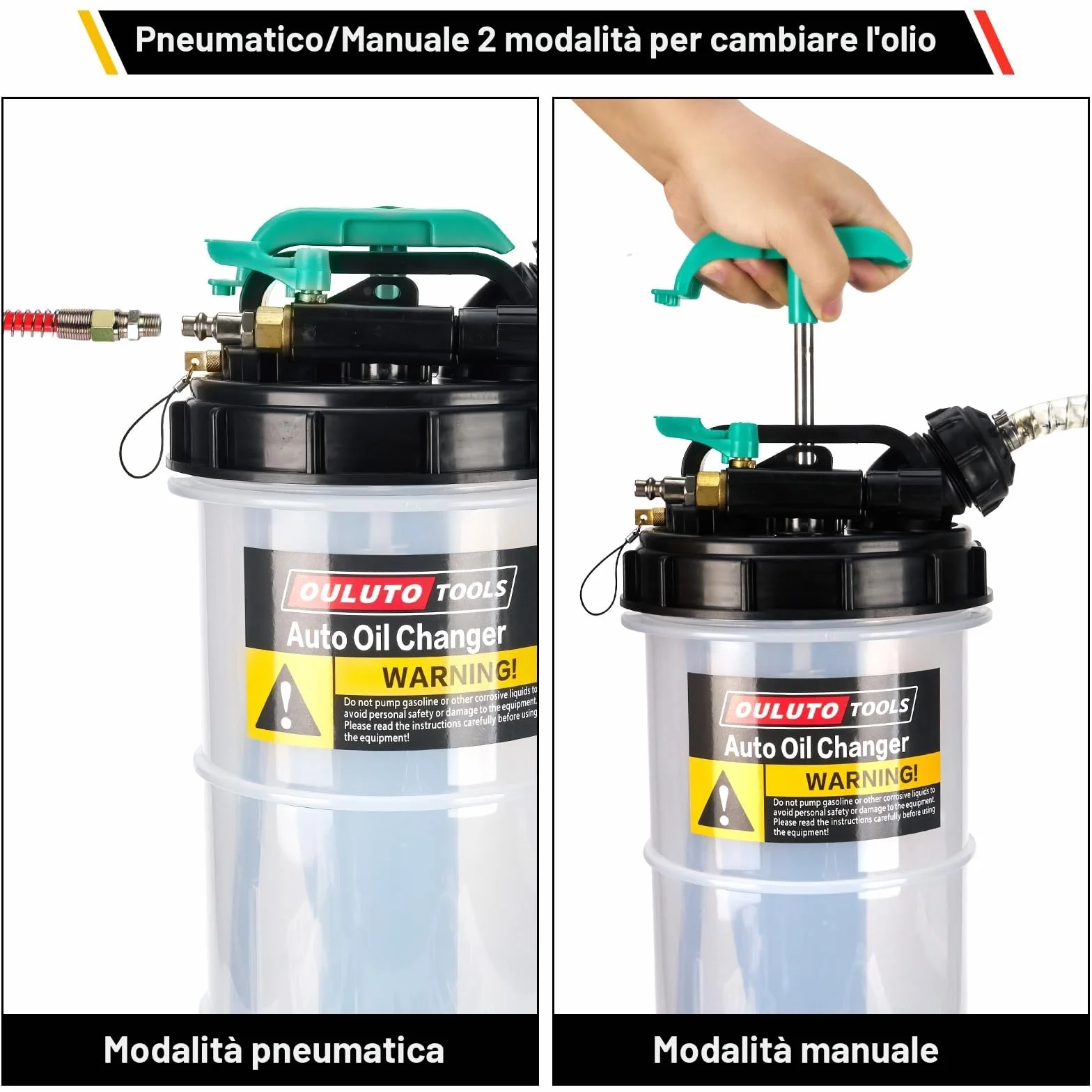 5.3L Manuale e Pneumatico Pompa Aspirazione Olio | Pompa Estrattore Liquidi Olio | Pompa di Aspirazione Liquido Pompa con 6 Tubi, Trasmissione Olio Fluido Pompa Olio Motore Pompa