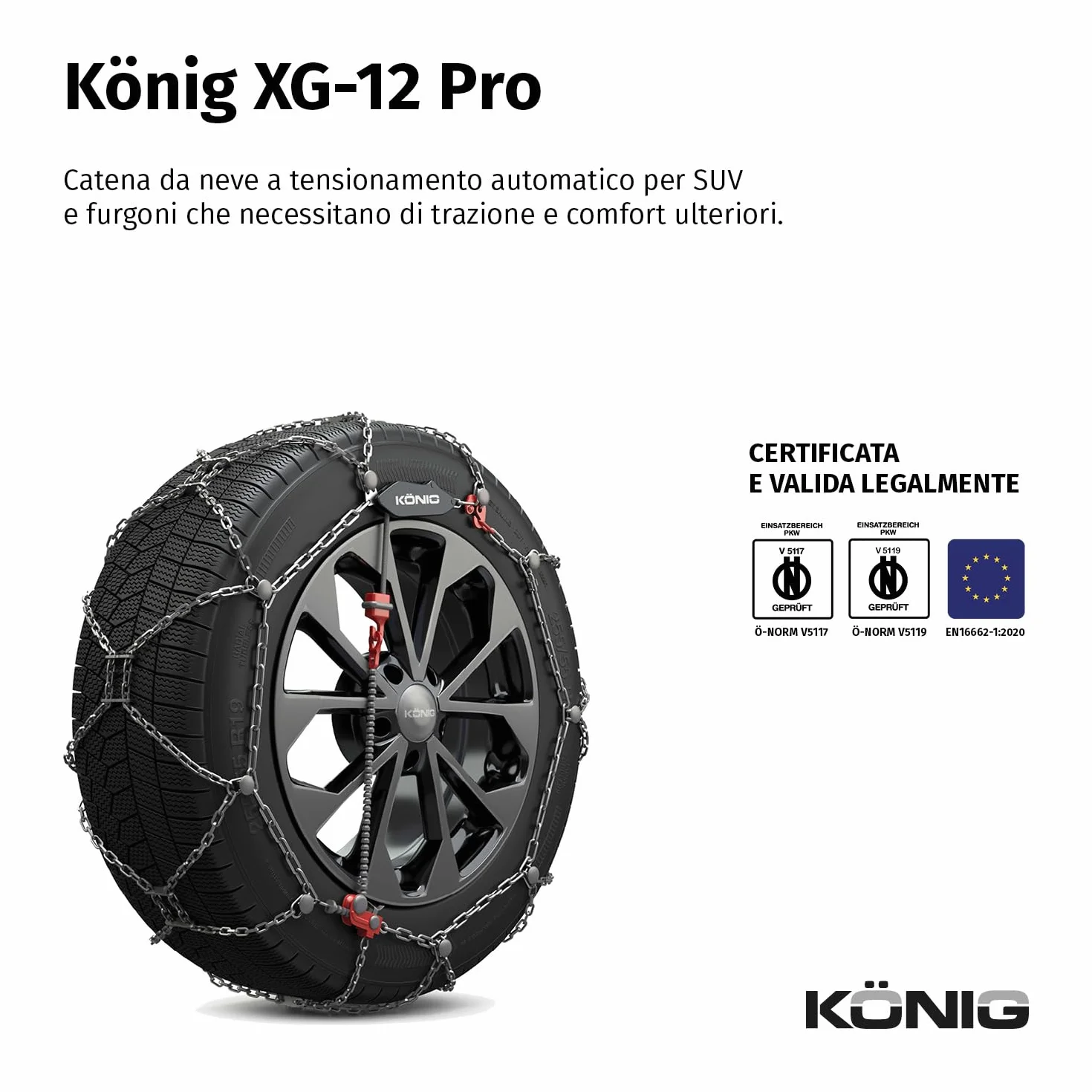 KÖNIG XG-12 PRO 225 Catene da Neve