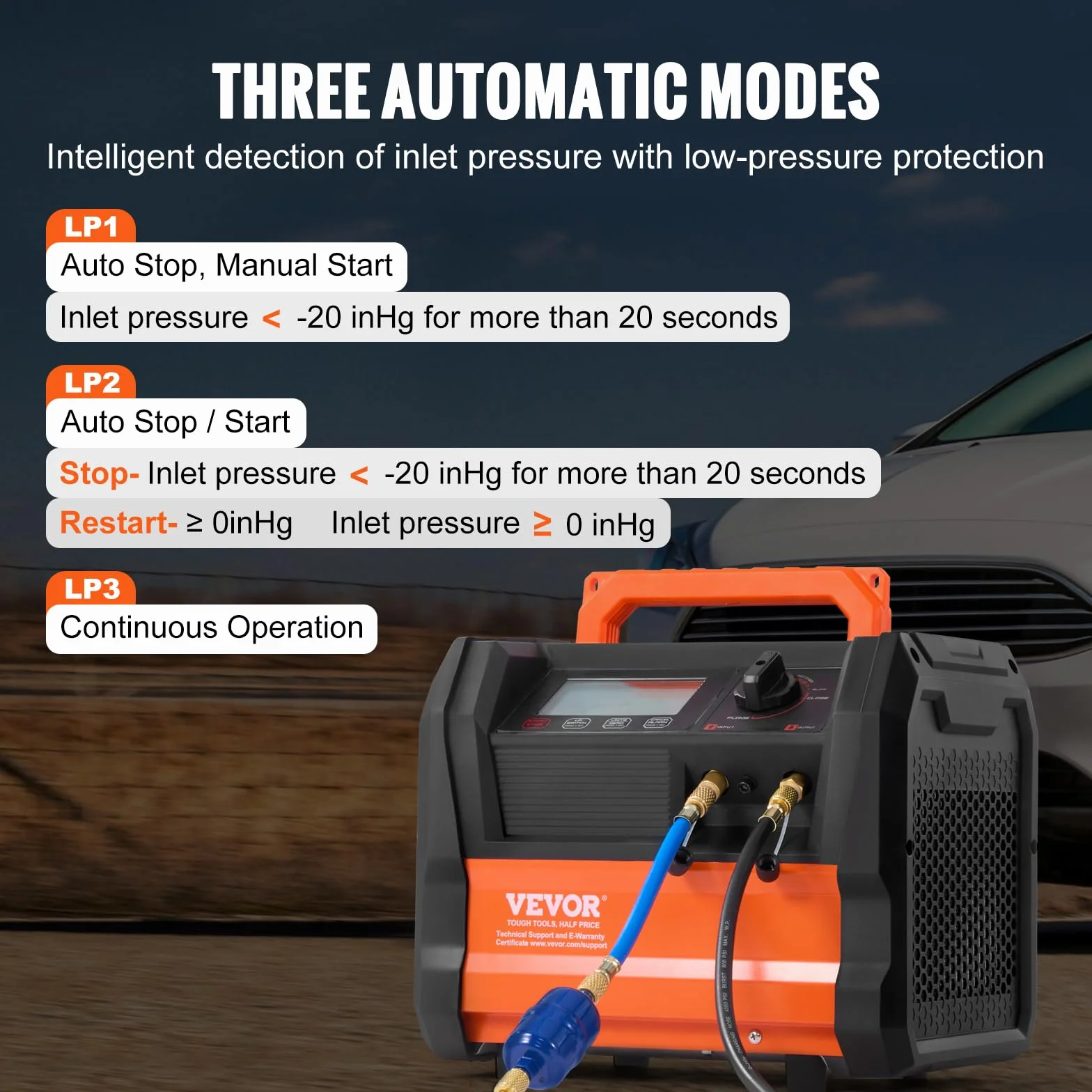 VEVOR Macchina Recupero Refrigerante AC Portatile 1 HP Motore Brushless 3000 Giri/min Strumento Riciclaggio Freon HVAC
