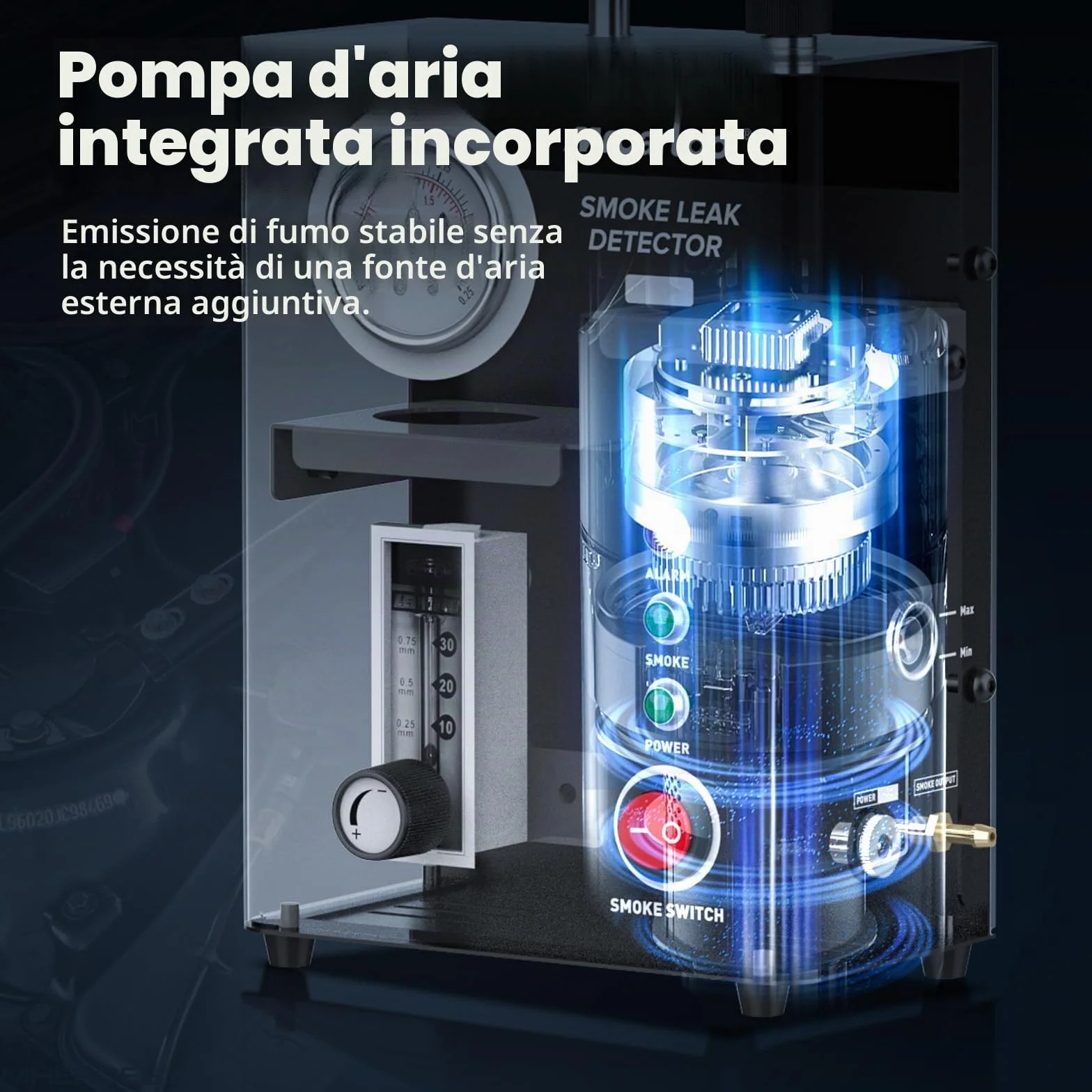 PLAYOCCAR Macchina a Fumo Dettaglio Filtri Auto EVAP 12V con Pompa Aria Integrata e Manometro