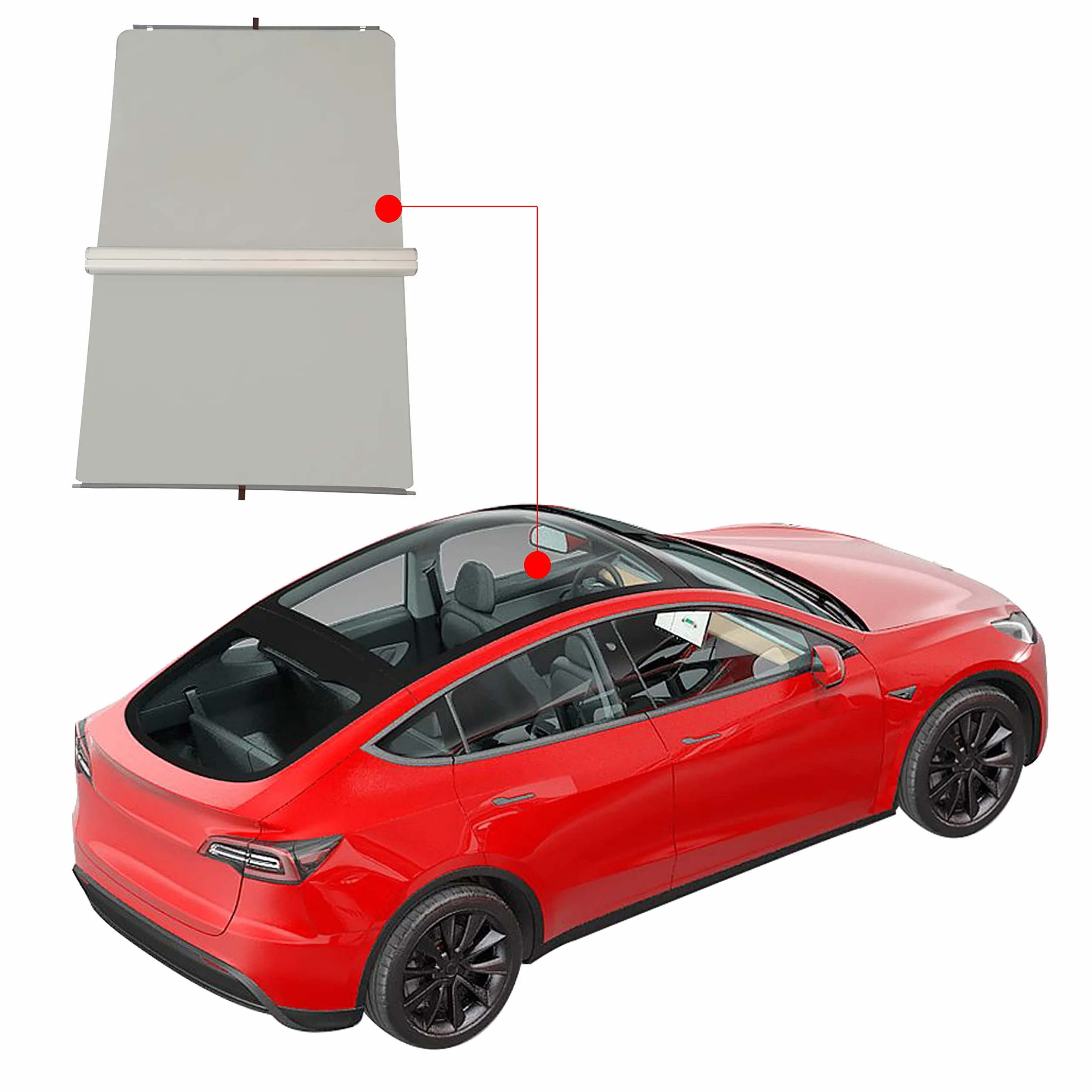 Tendalino parasole per tetto apribile in vetro per Tesla Model Y, isolamento termico e ombreggiante, stoccaggio a rotazione